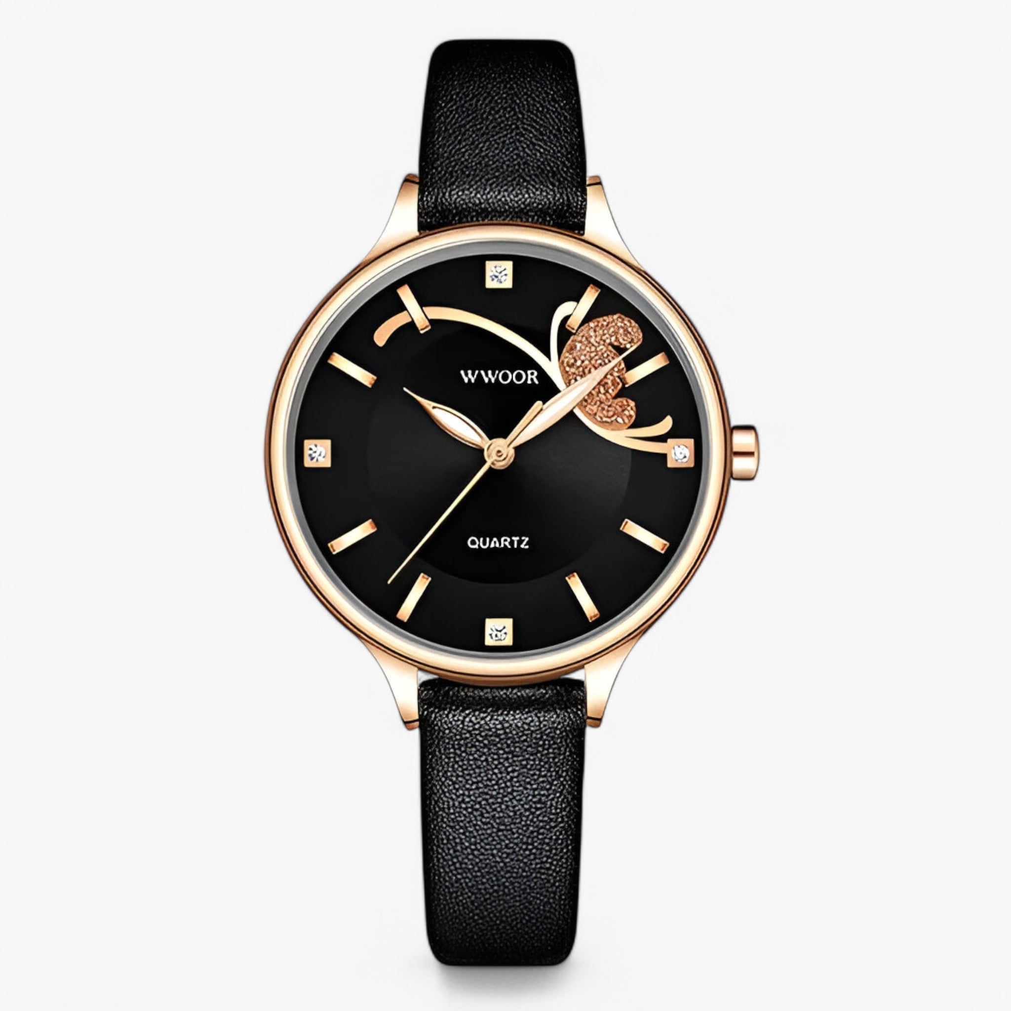 Vivian | Luksus hvidt læder quartz ur - sort - watches - {{ product_tags }