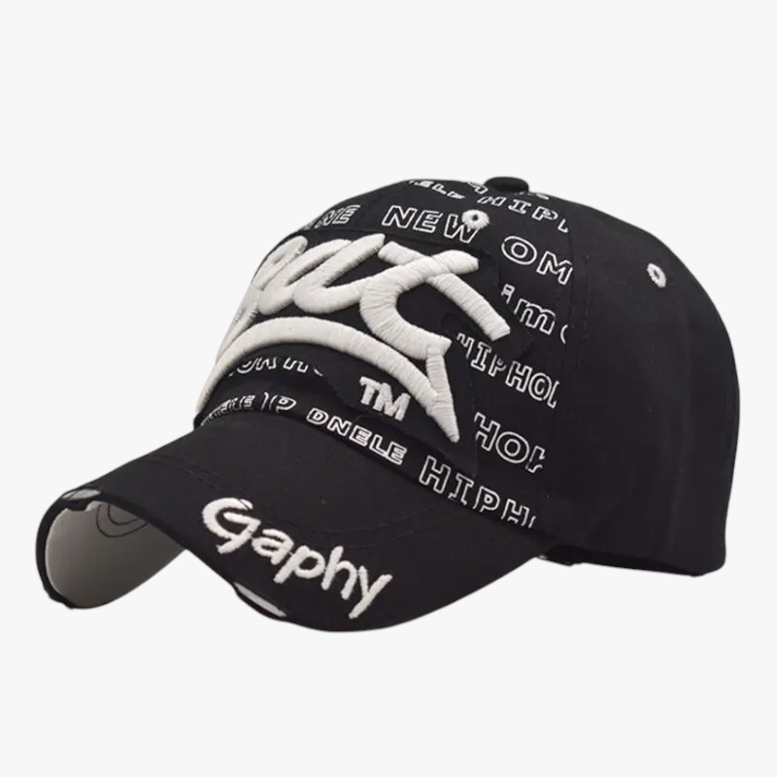 Harlan | Herre bomulds snapback - Cool stil med haj broderi - sort XXL >8Å - men's fashion - {{ product_tags }