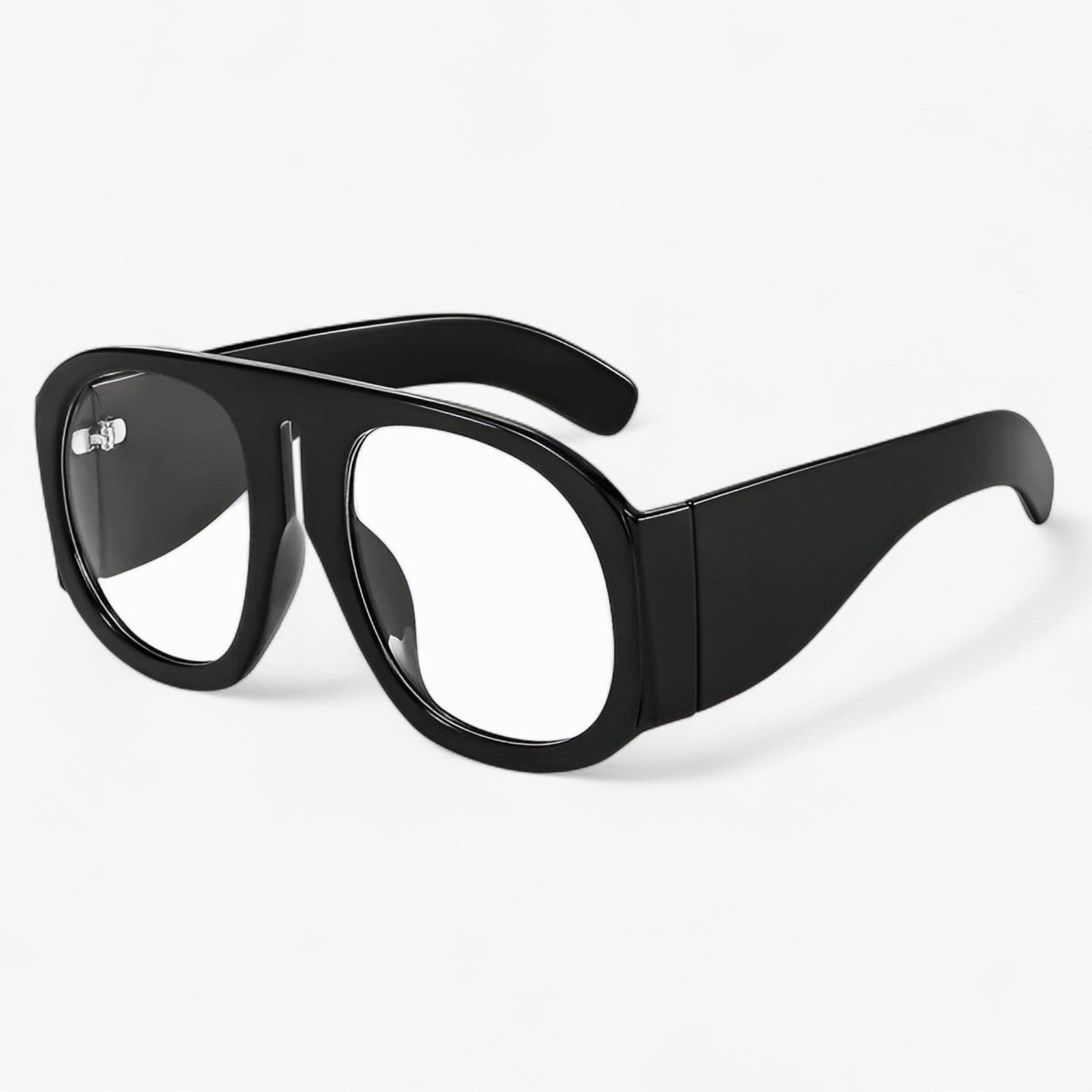 Lorenzo | Retro-stil oversized runde solbriller - Transparent sort 1stk - men's fashion - {{ product_tags }