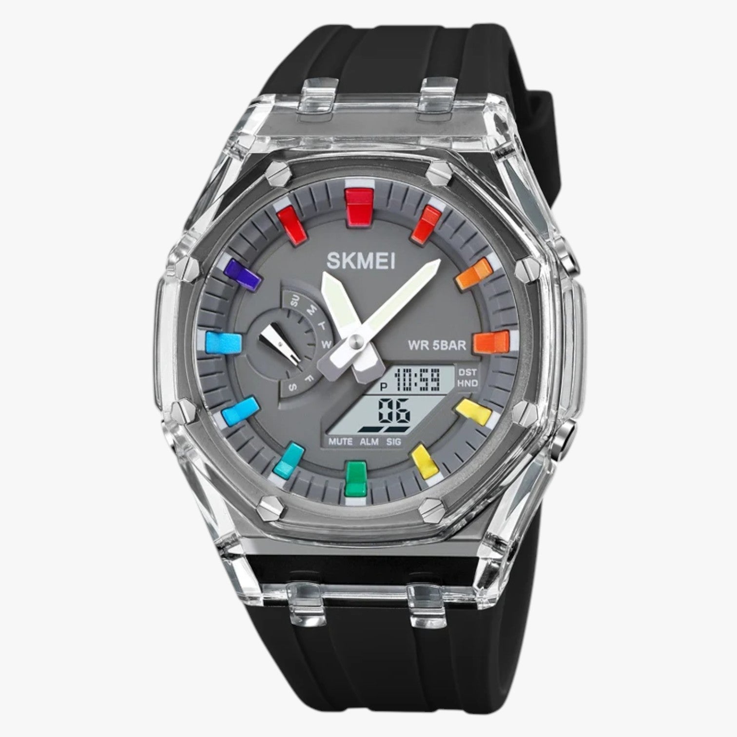 Fabian | Transparent digital ur med 5 ATM vandtæthed, alarm og intelligente funktioner - mode Sort grå - Fabian | Transparent digital ur med 5 ATM vandtæthed, alarm og intelligente funktioner - €25 - {{ product_tags }