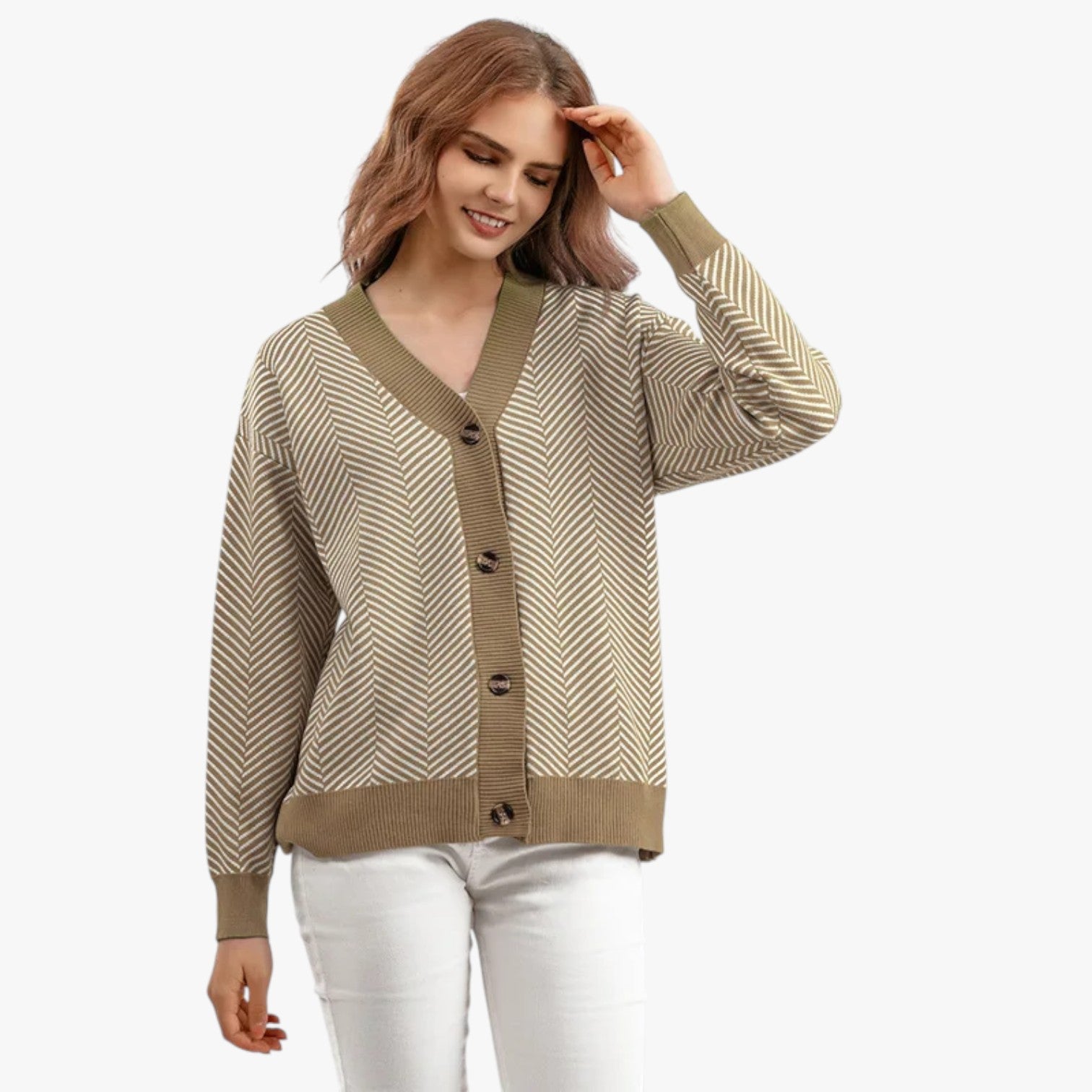 Rebecca | Kvinde V-hals cardigan - Let og elegant til efteråret - - Rebecca | Kvinde V-hals cardigan - Let og elegant til efteråret - €25 - {{ product_tags }