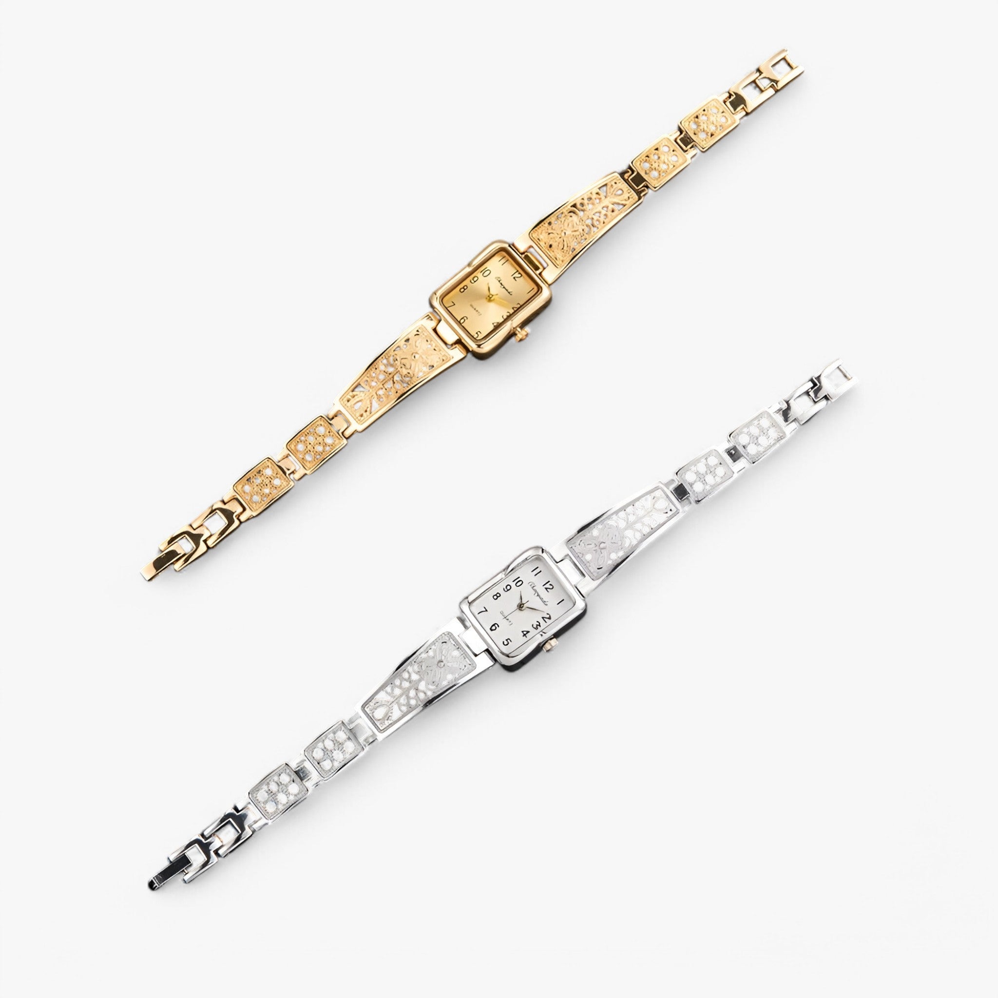 Clarisse | Dameur i sølv og guld med firkantet urskive - - watches - {{ product_tags }