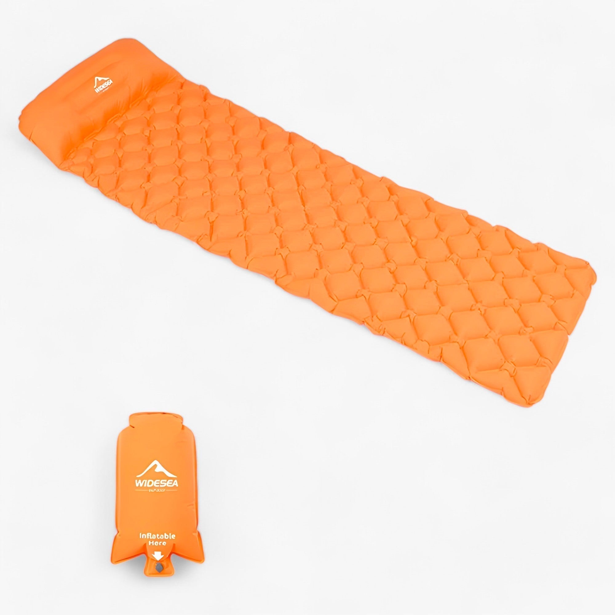 Campingmadras | Oppustelig sovemadras - Ultralet polstring for komfort udendørs - Orange med Airbag - house & garden - {{ product_tags }