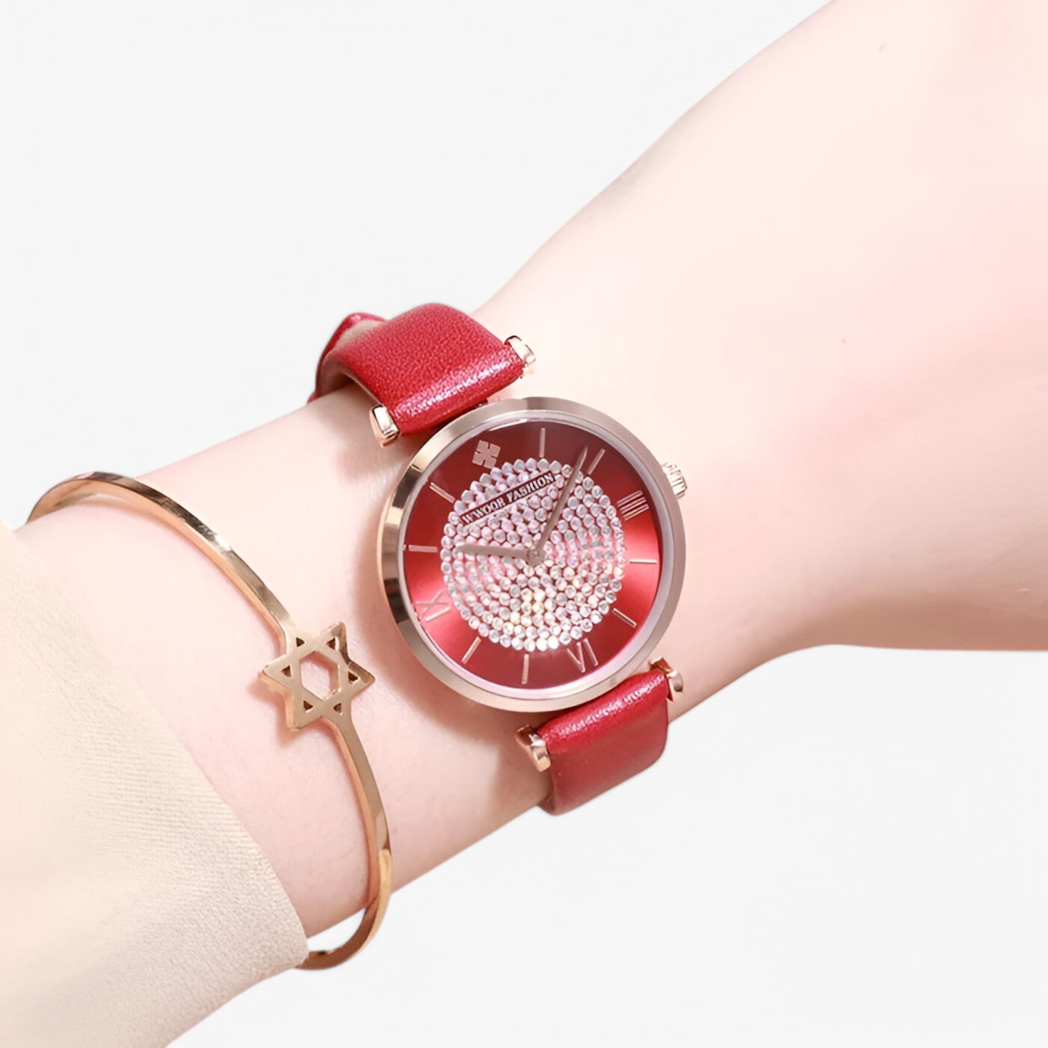 Valeria | Elegant rødt læderur - - watches - {{ product_tags }