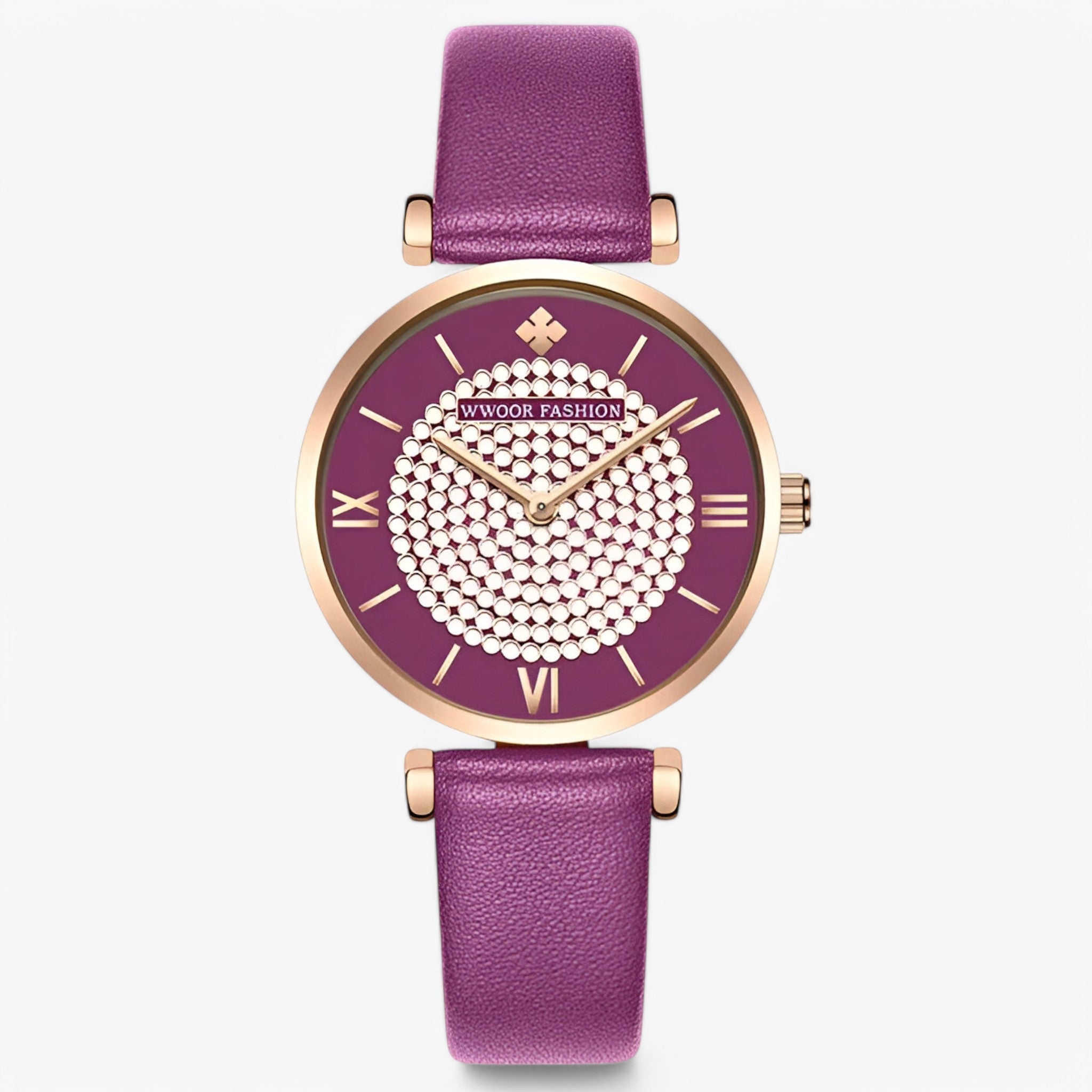 Valeria | Elegant rødt læderur - lilla - watches - {{ product_tags }