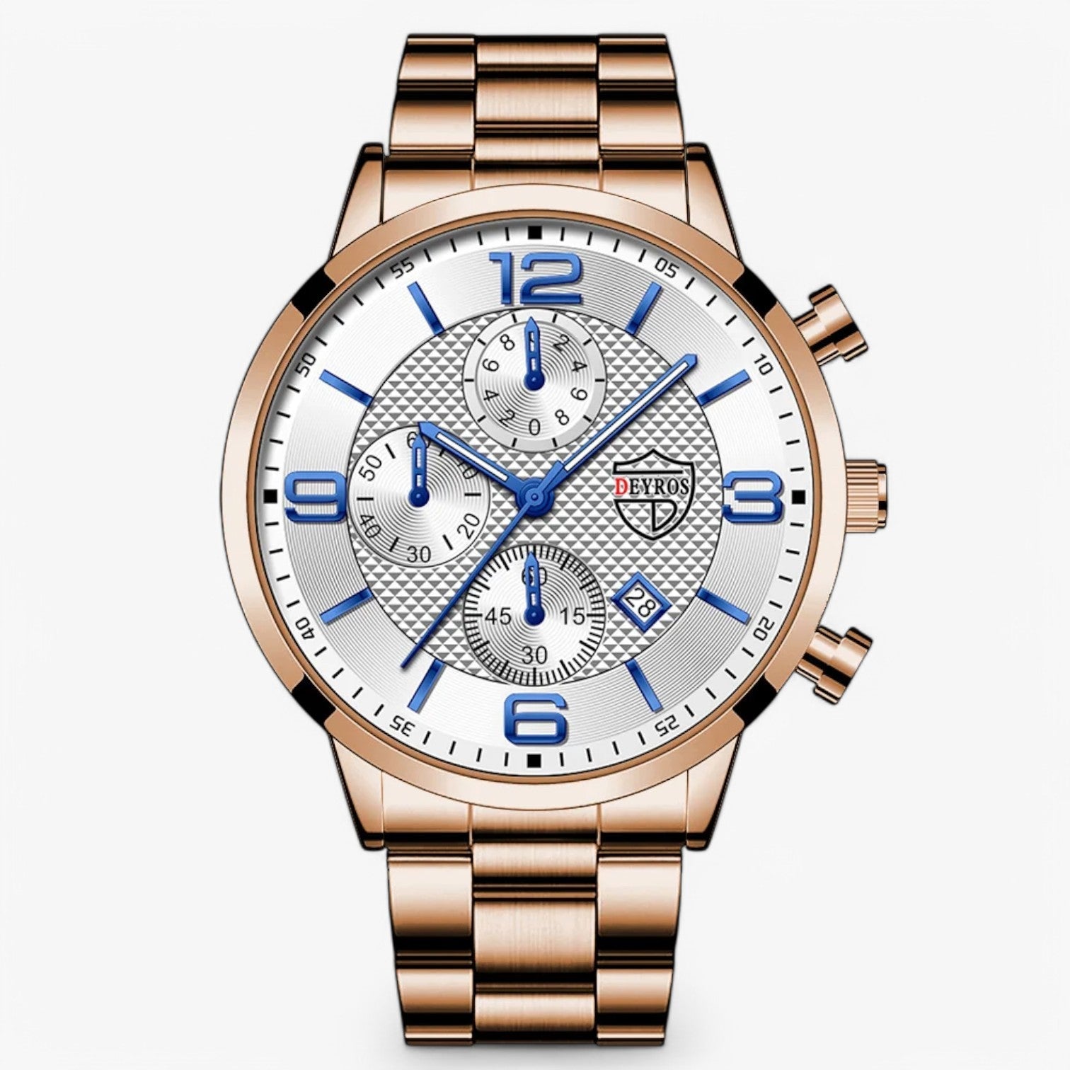Emilio | Luksus & Præcision – Stål Herreur med Luminøse Funktioner - Rosa Guld Hvid - watches - {{ product_tags }