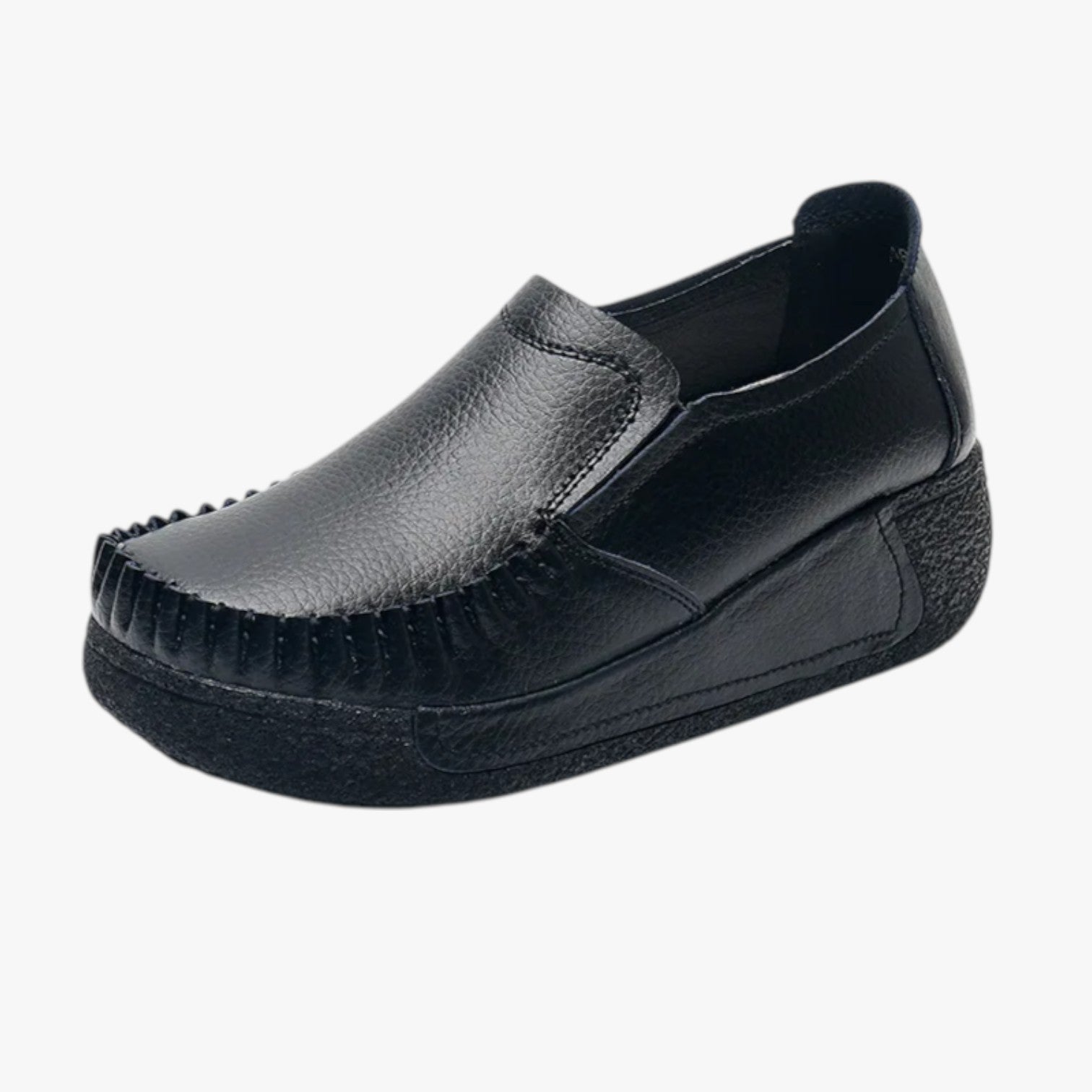 Adrianna | Ægtelædersko i mokkasinsnittelse - Bløde og komfortable med plateau til mødre - sort - Adrianna | Ægtelædersko i mokkasinsnittelse - Bløde og komfortable med plateau til mødre - €25 - {{ product_tags }