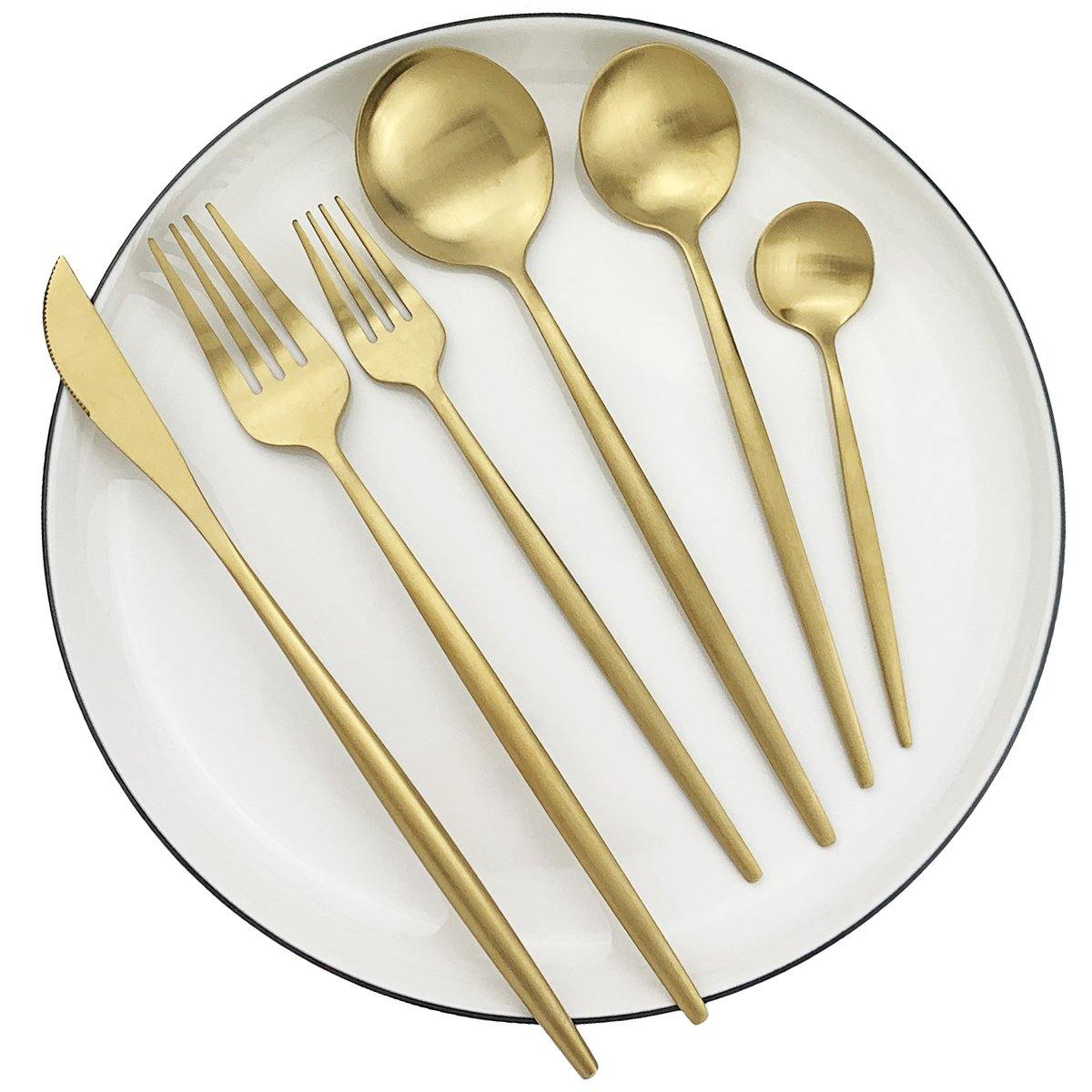 Torin - 36 stykker minimalistisk bestik - 336st mat guld - house & garden - {{ product_tags }