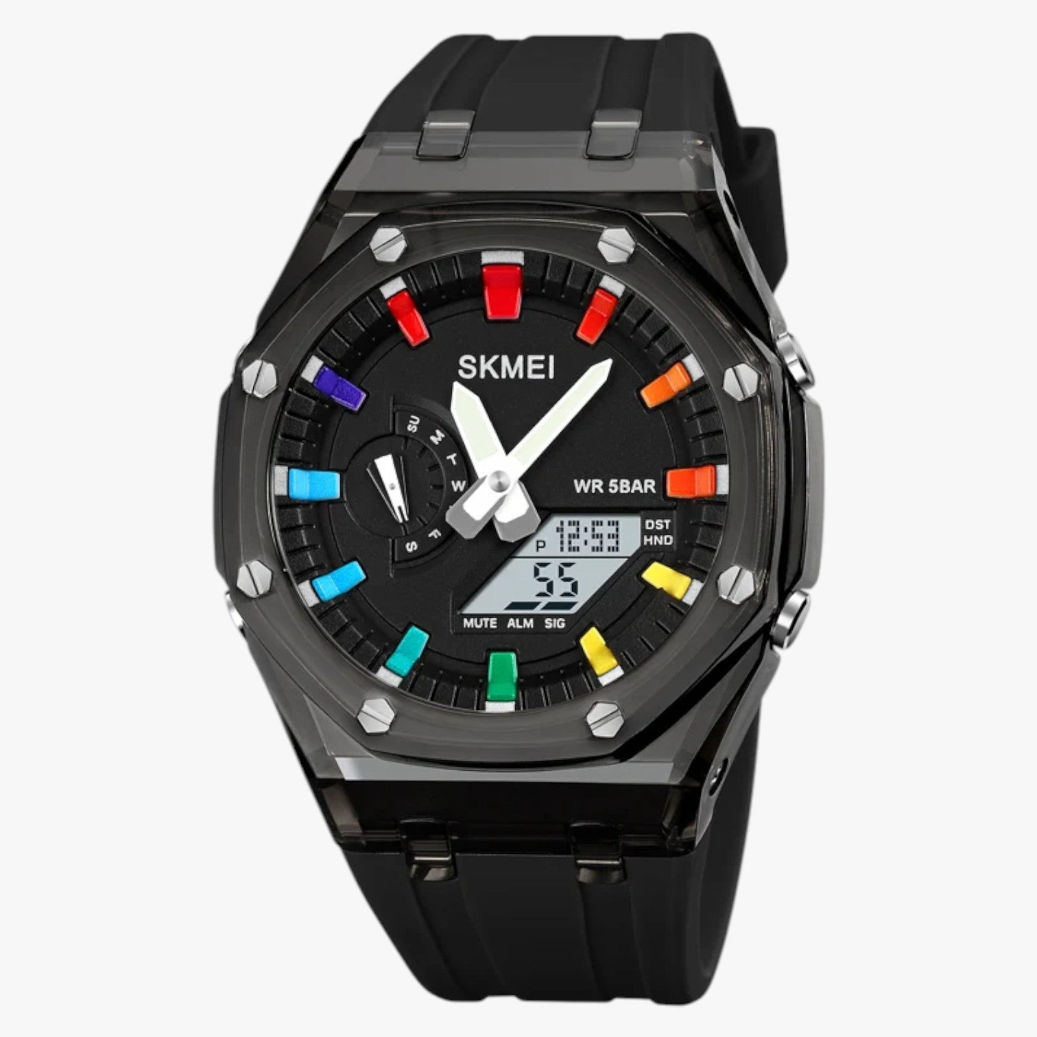 Fabian | Transparent digital ur med 5 ATM vandtæthed, alarm og intelligente funktioner - mode Sort hvid - Fabian | Transparent digital ur med 5 ATM vandtæthed, alarm og intelligente funktioner - €25 - {{ product_tags }