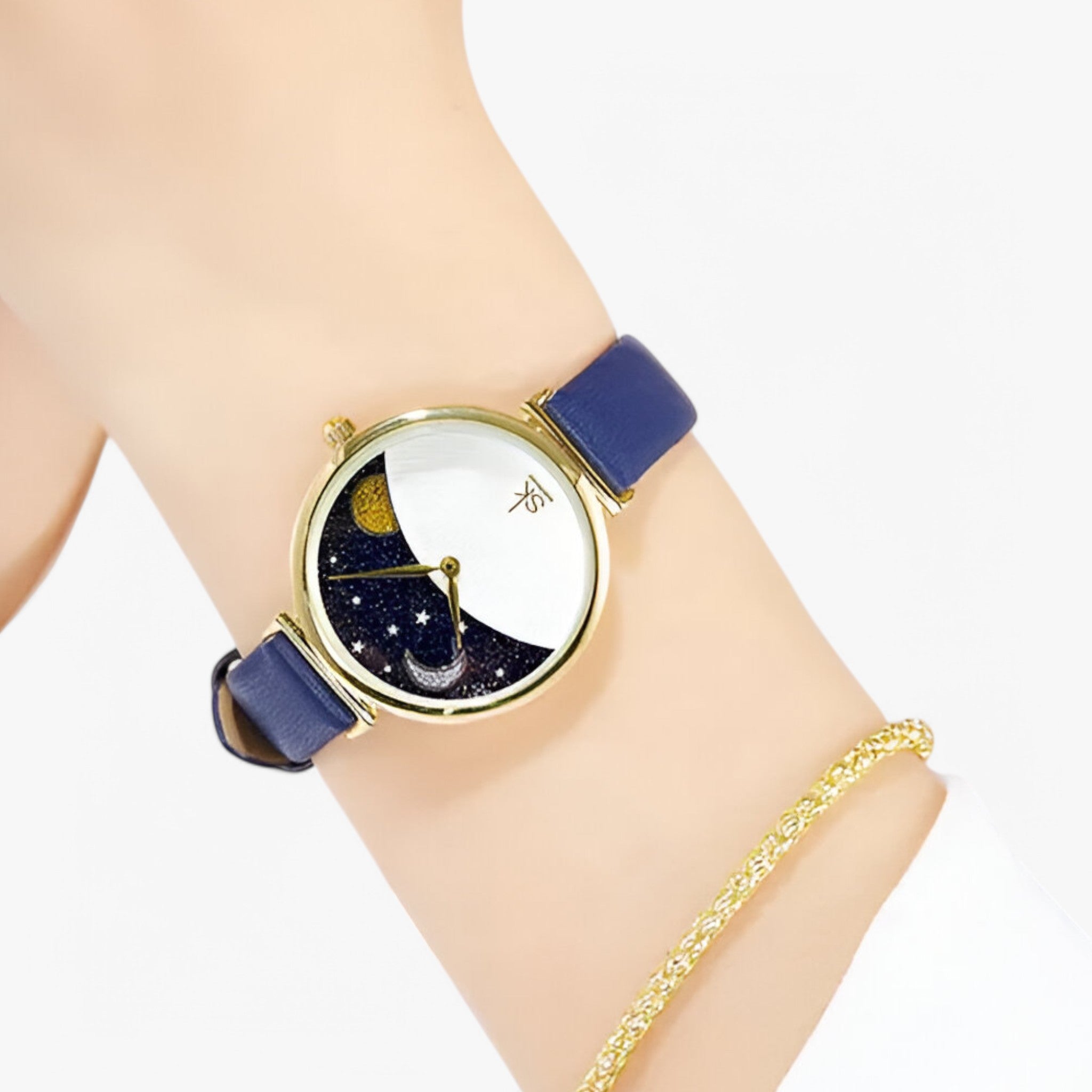 Luna | Damesur med romantisk måne- og stjerneskive - - watches - {{ product_tags }