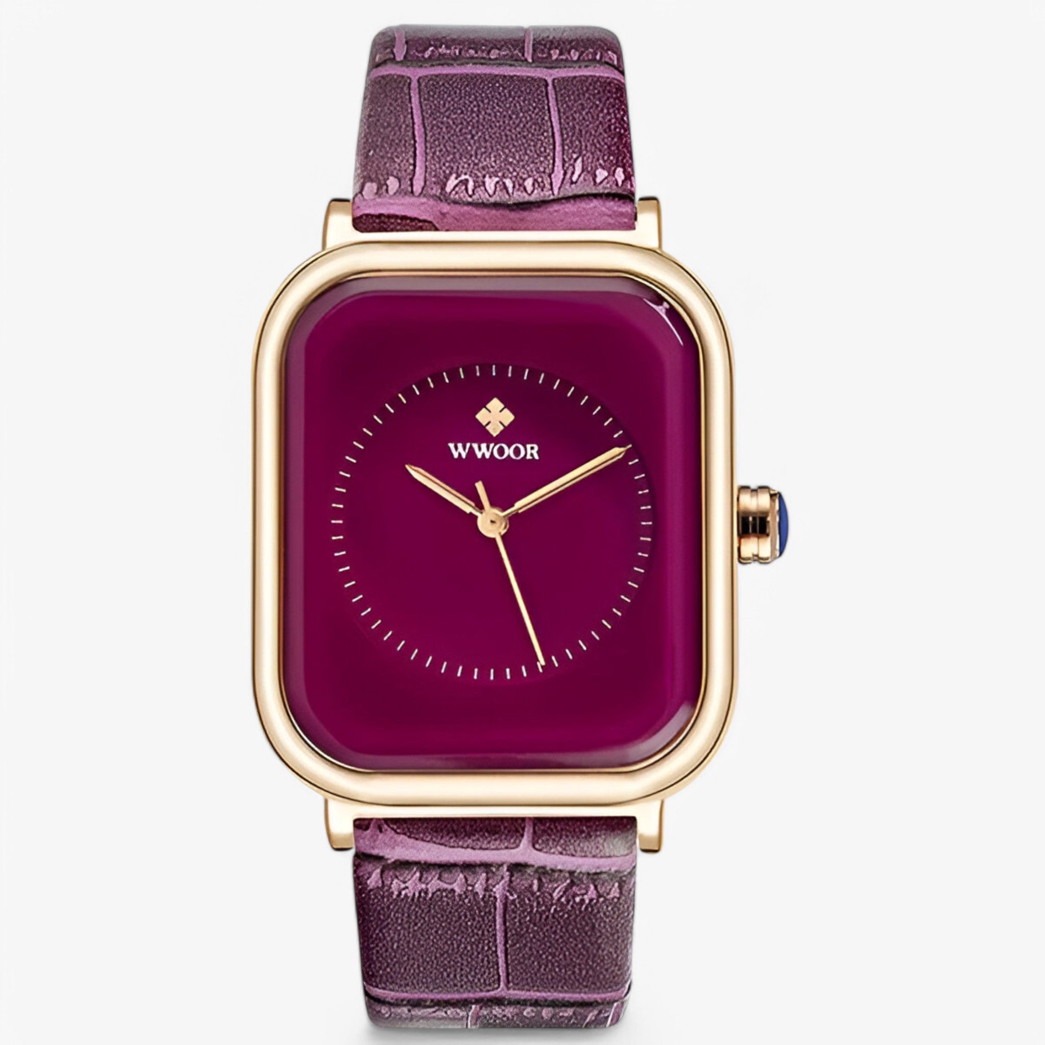 Elena | Luxe horloge met leren armband - lilla - watches - {{ product_tags }
