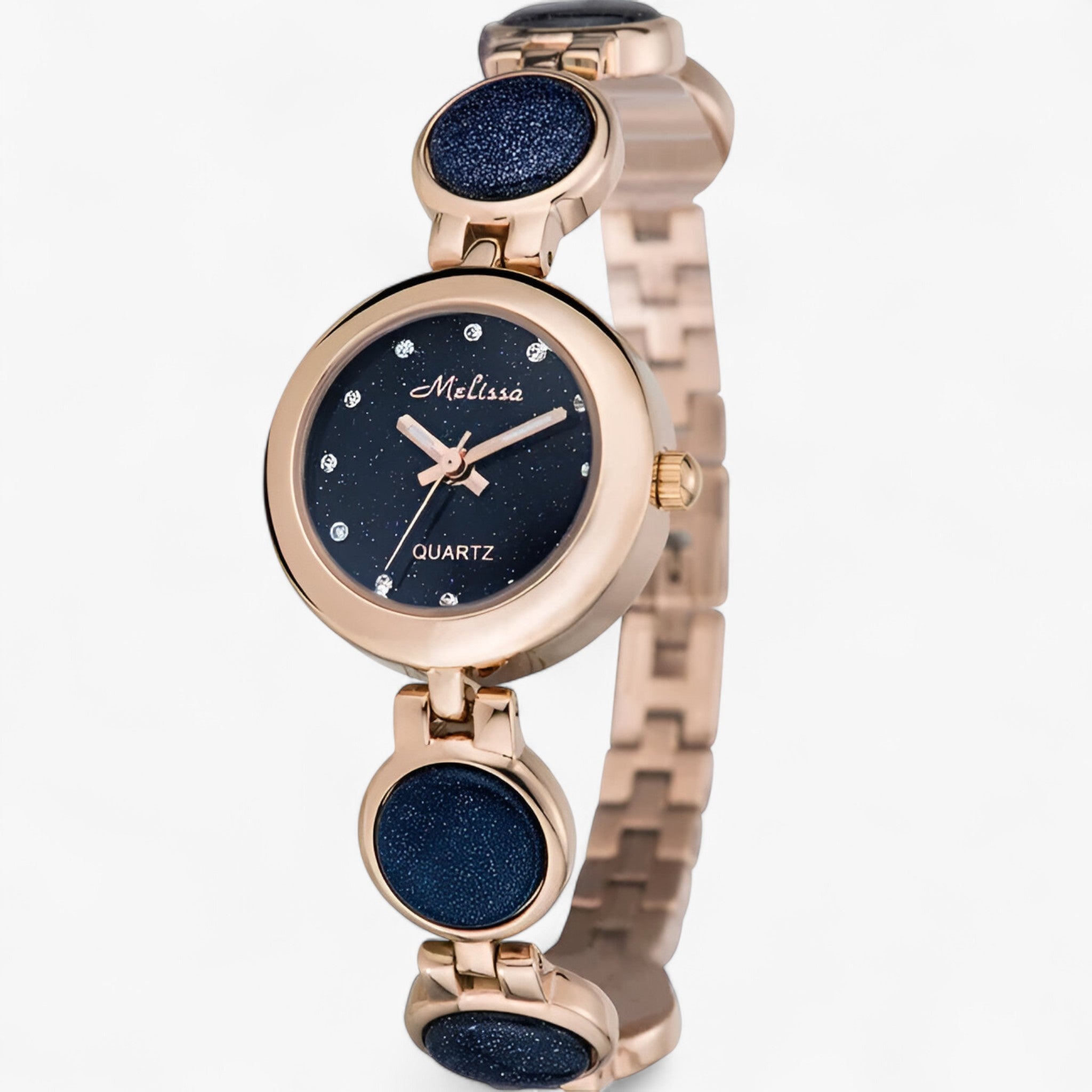 Isabelle | Luksus dameur med krystal clips og rustfri stålrem - - watches - {{ product_tags }
