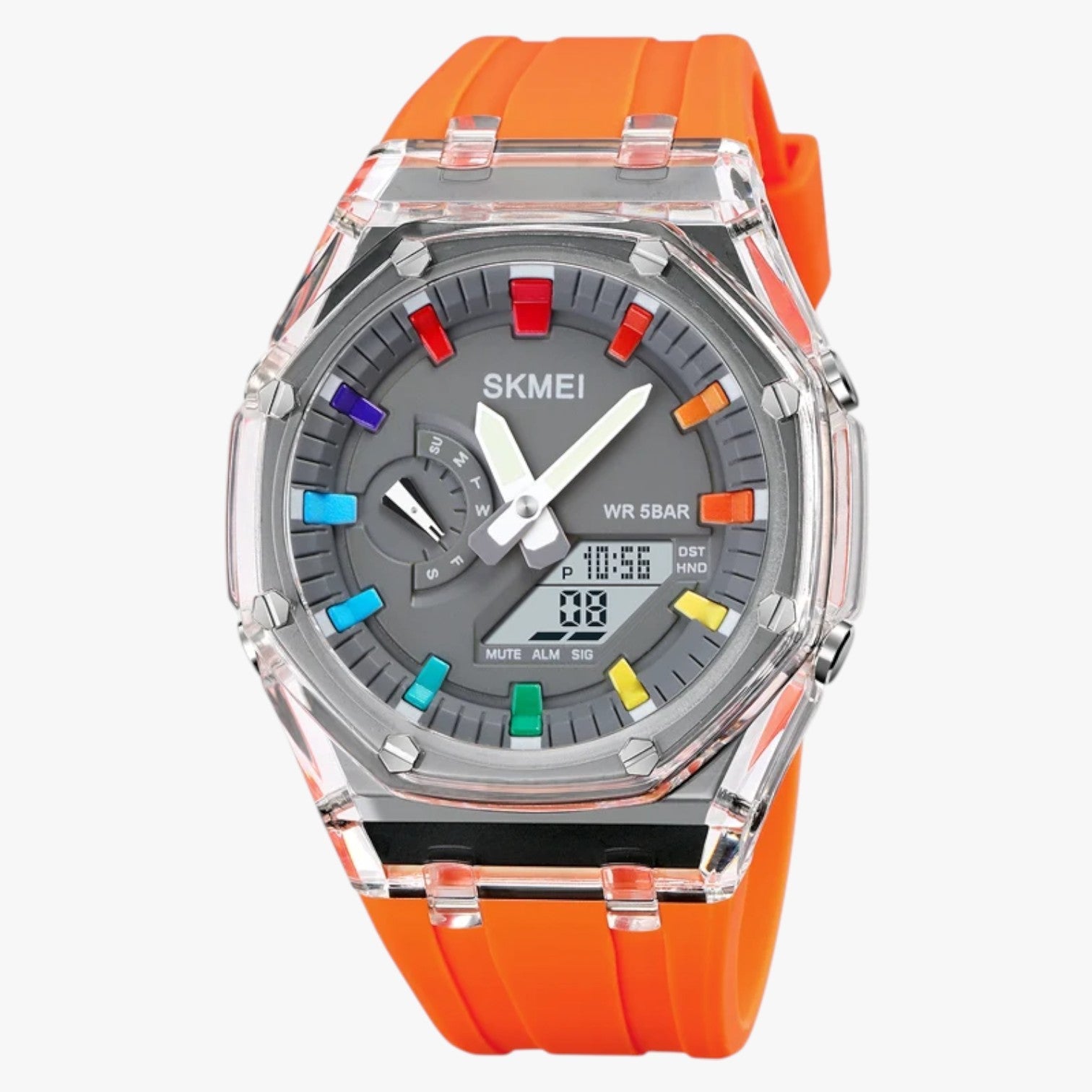 Fabian | Transparent digital ur med 5 ATM vandtæthed, alarm og intelligente funktioner - mode Orange - Fabian | Transparent digital ur med 5 ATM vandtæthed, alarm og intelligente funktioner - €25 - {{ product_tags }