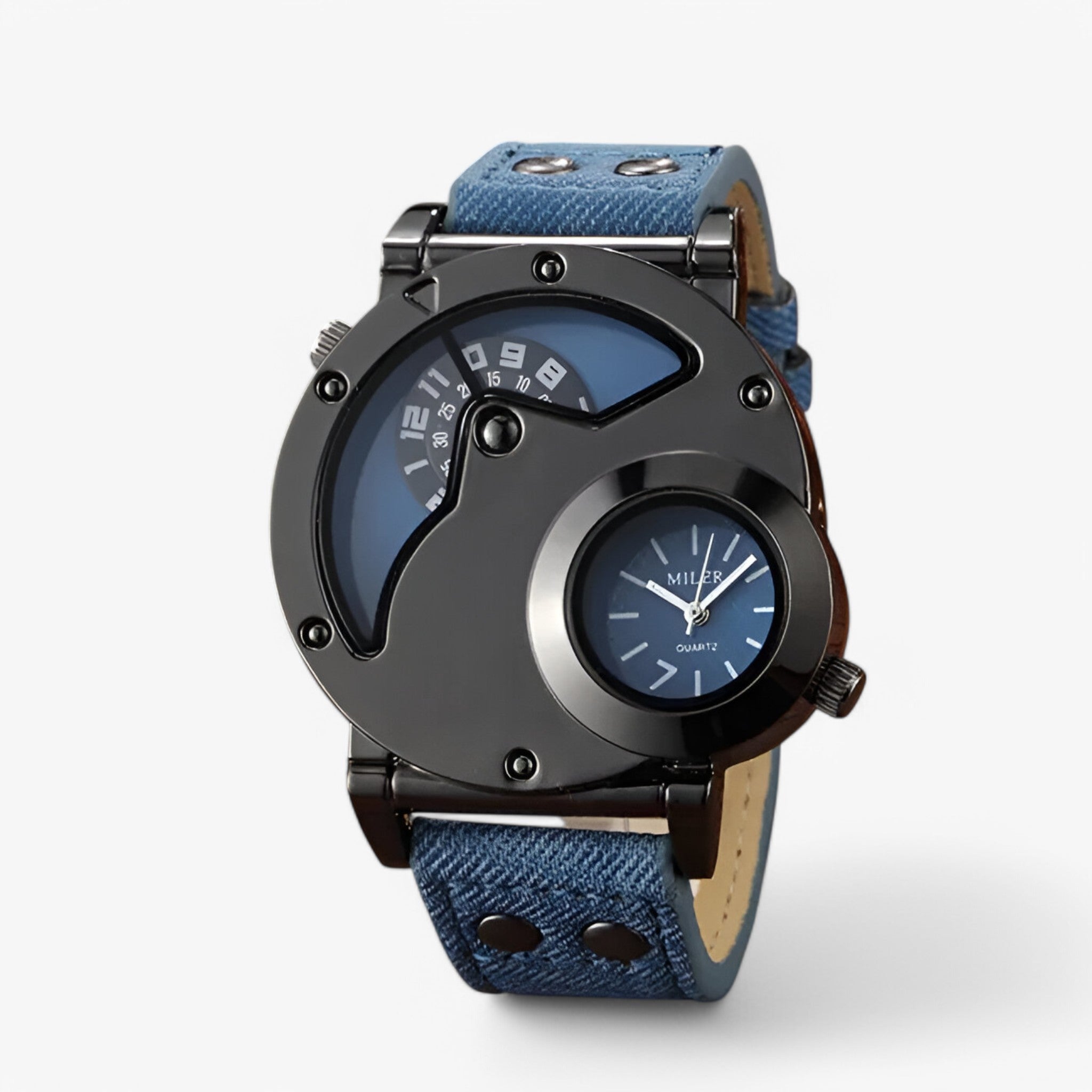 Ajax – Cowboy-stil herreur med dobbelt tid - blå - watches - {{ product_tags }