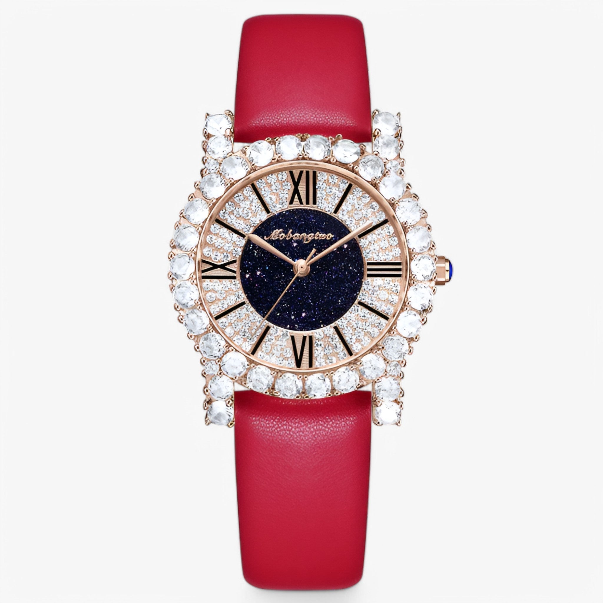 Beatris | Elegant dameur med krystaller og diamanter - rød - watches - {{ product_tags }