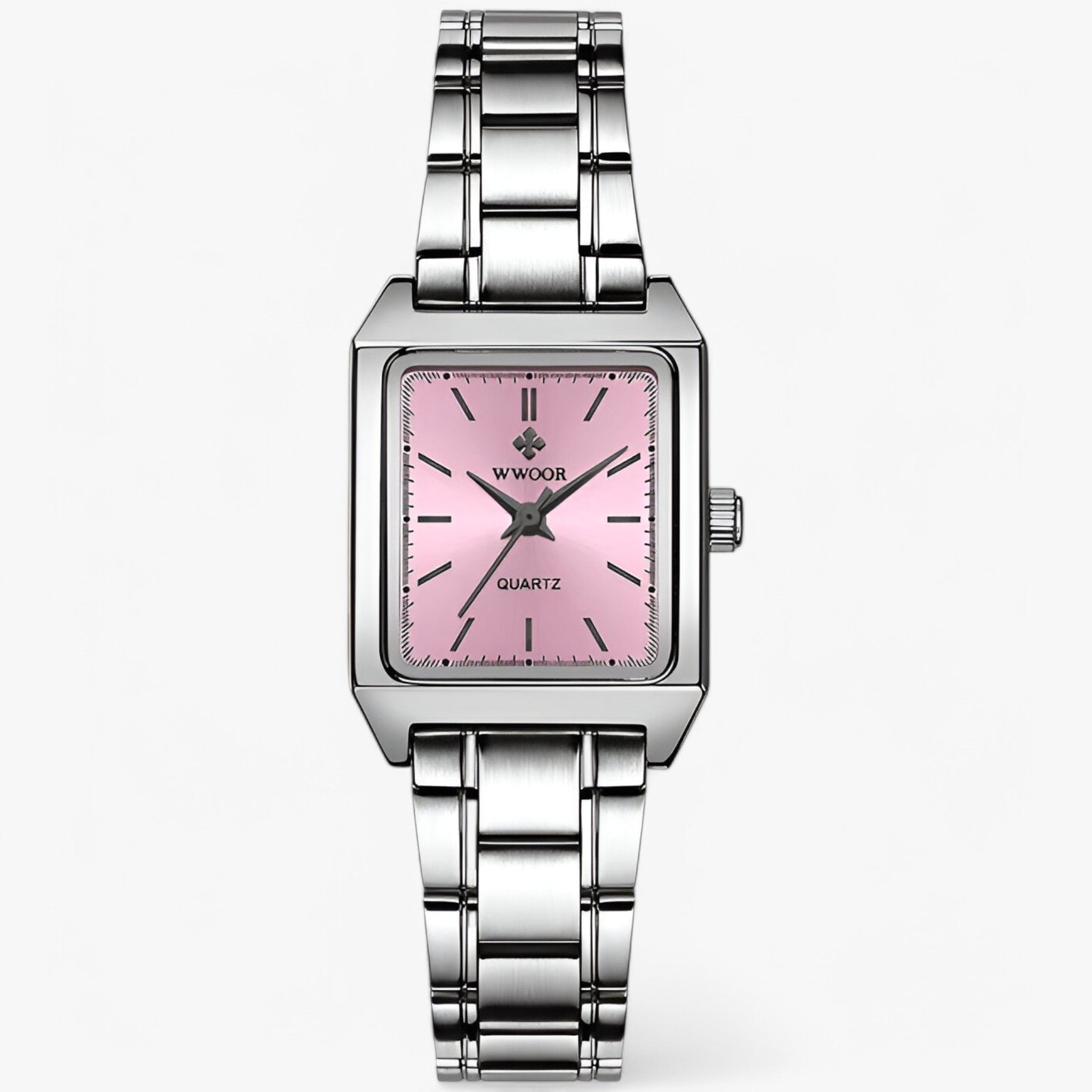 Isabelle | Luksus rektangulært diamantur - Pink stål - Isabelle | Luksus rektangulært diamantur- €25 - {{ product_tags }