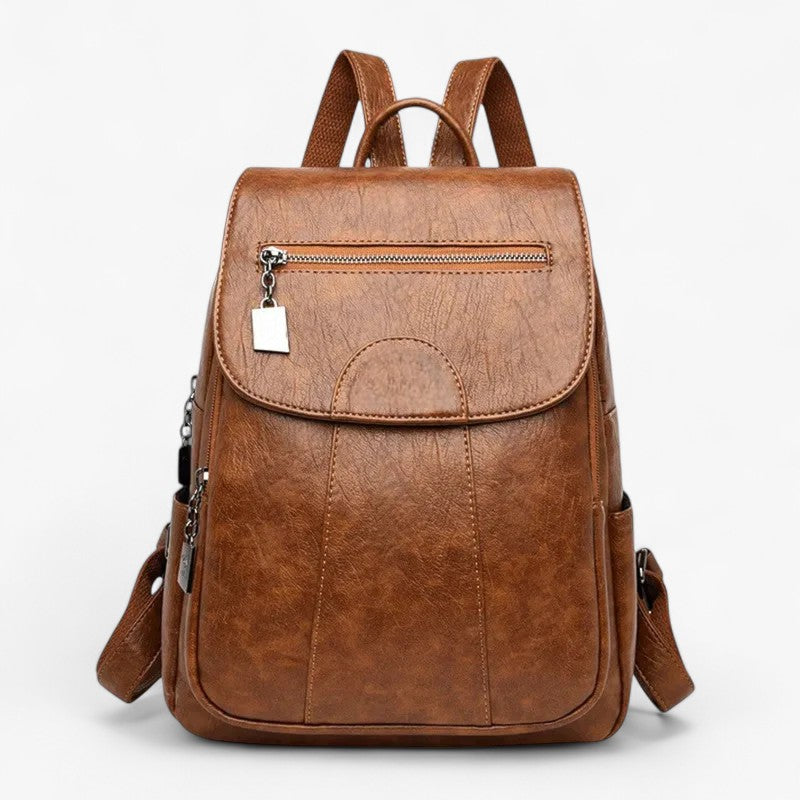 Laura | Vintage læder rygsæk – blød, stilfuld og perfekt til rejser - Brun - bags - {{ product_tags }