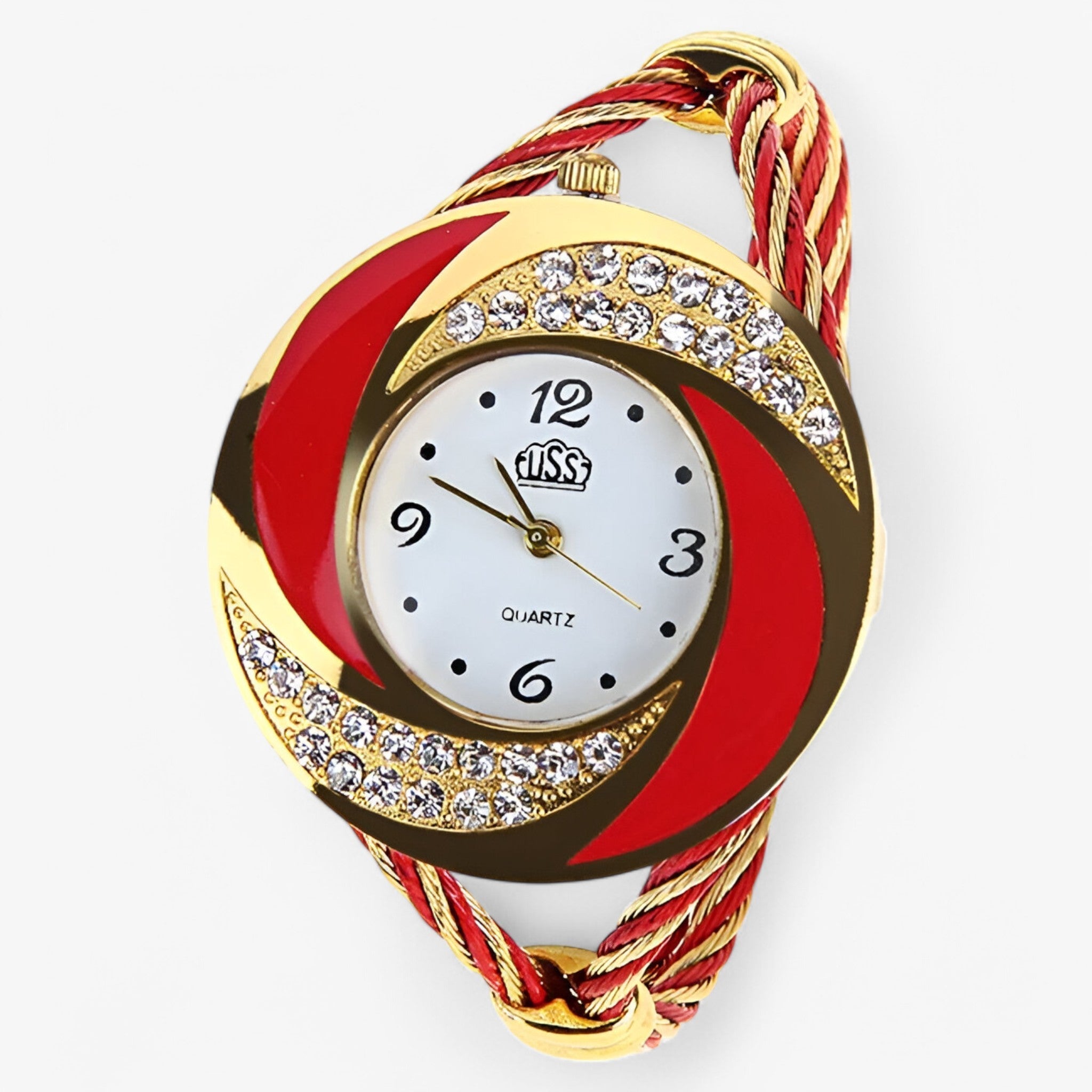Henrik | Quartz ur med krystal lænke - Rød - watches - {{ product_tags }