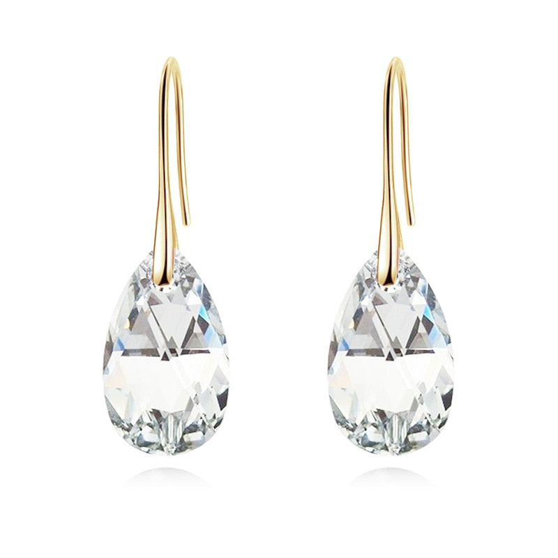 Dråbeøreringe i krystal - Klar guld krystal - women's fashion - {{ product_tags }