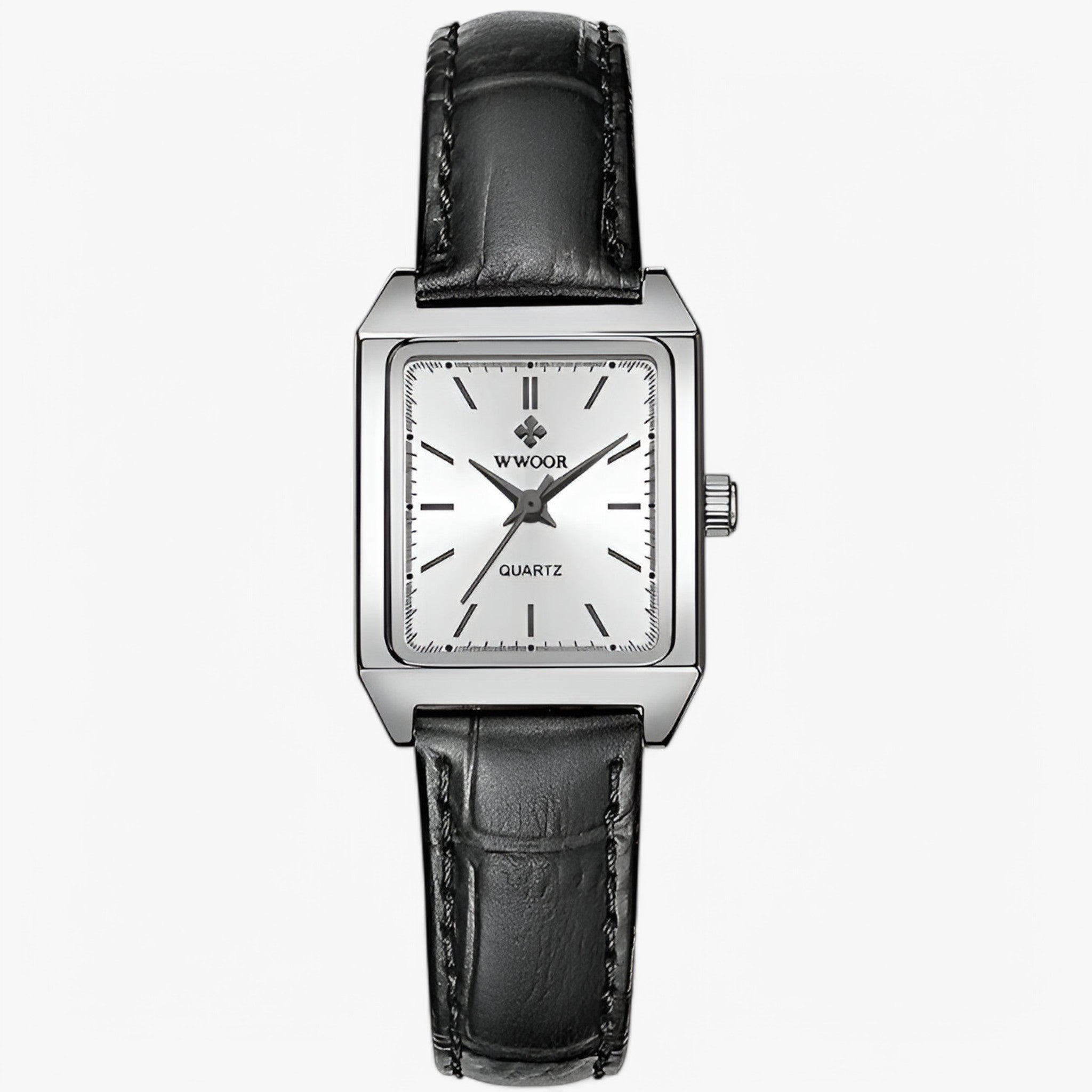 Isabelle | Luksus rektangulært diamantur - Sort og hvidt læder - watches - {{ product_tags }