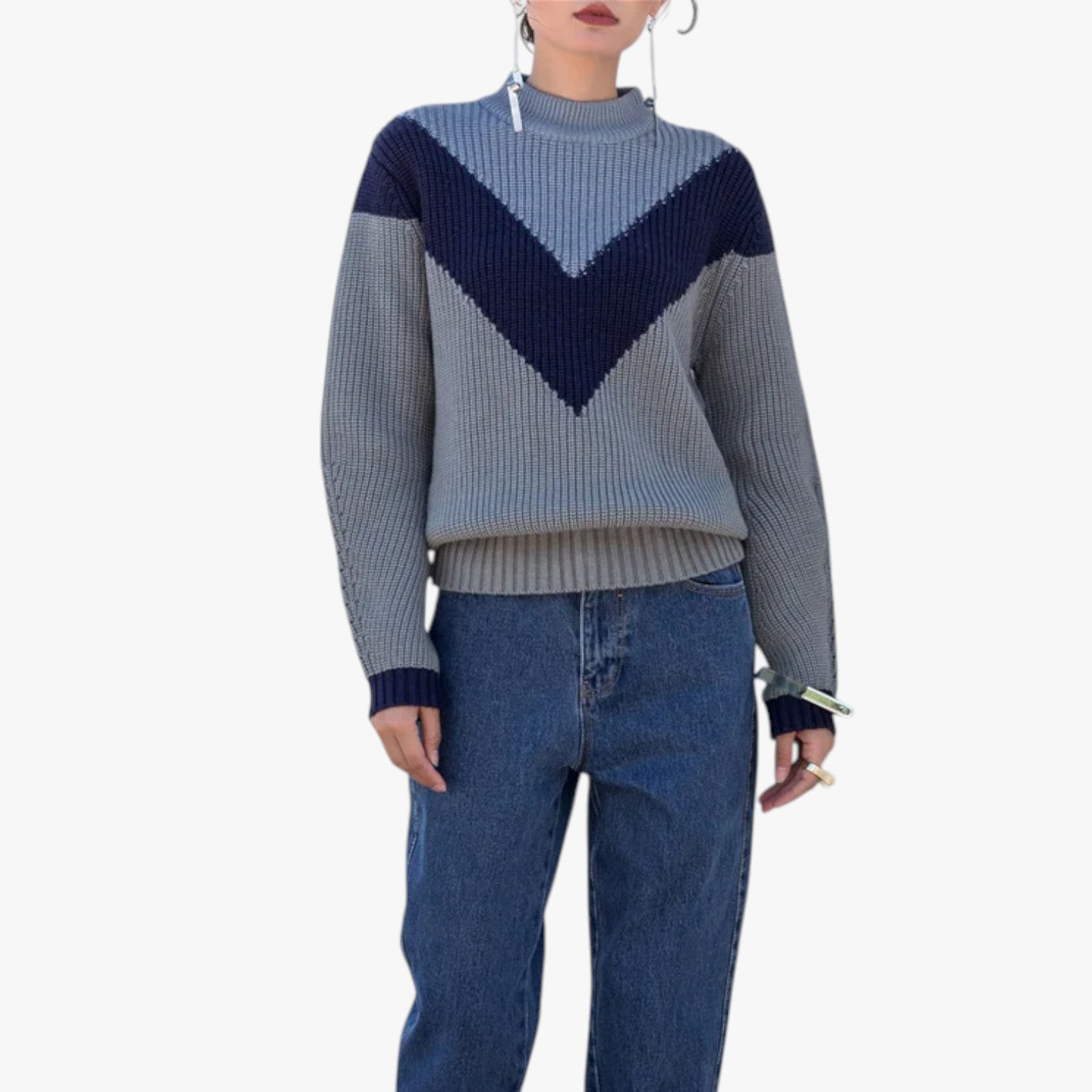Manilyn | Calore omsluttende - Uldstrikket alpaca sweater i blå - - Manilyn | Calore omsluttende - Uldstrikket alpaca sweater i blå - €25 - {{ product_tags }