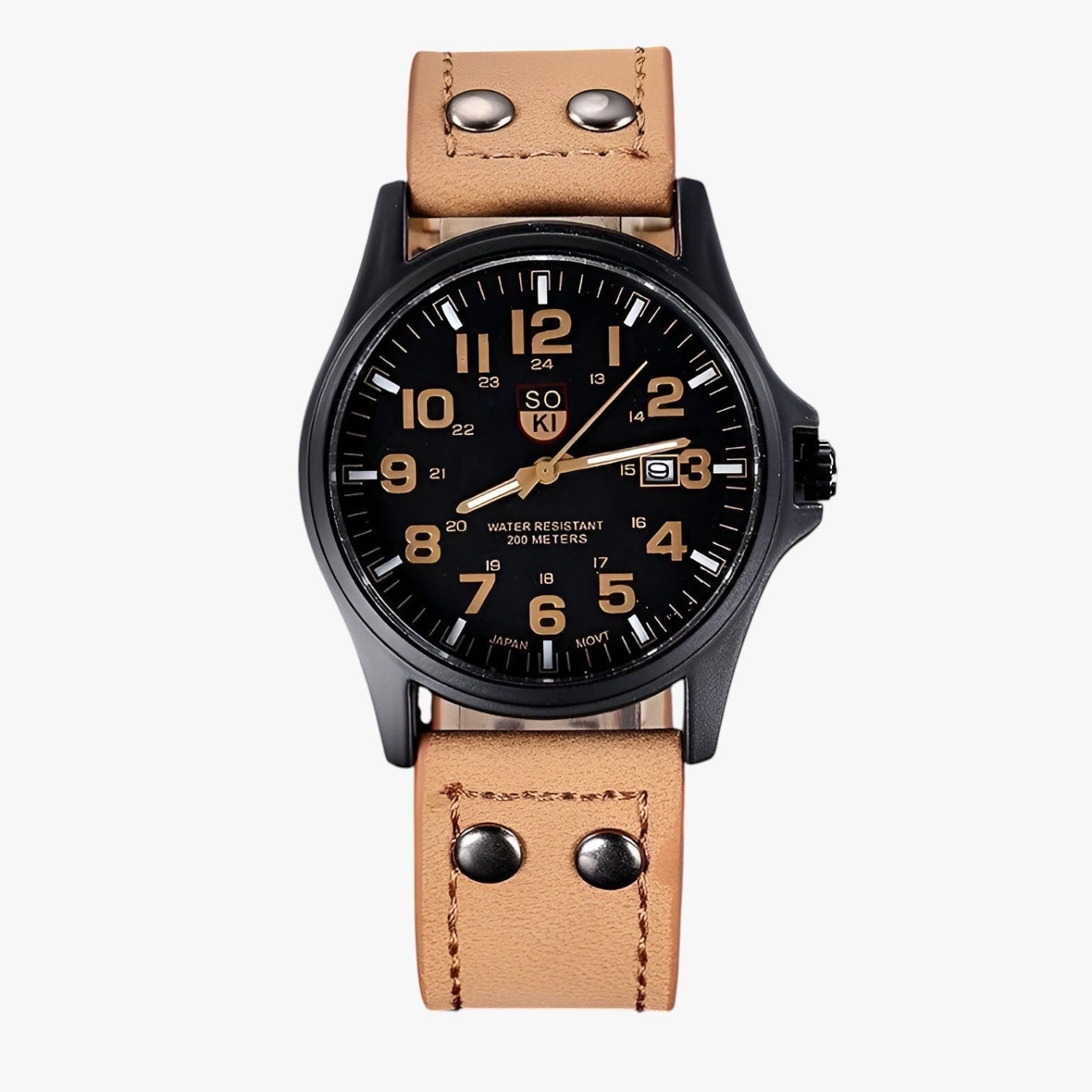 Claudio | Eleganza hverdag – Herreur med dato og sportslig stil - kaki - watches - {{ product_tags }