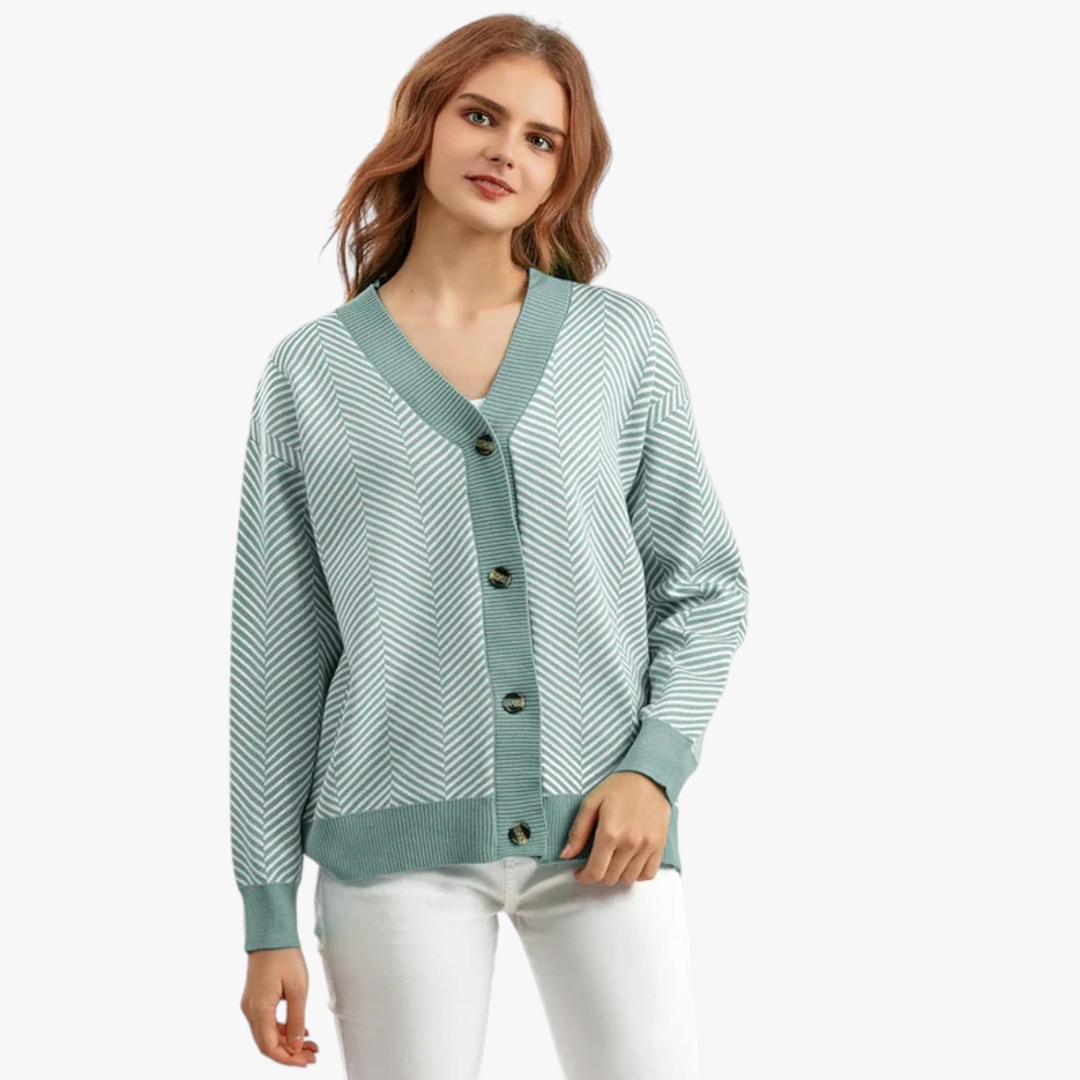 Rebecca | Kvinde V-hals cardigan - Let og elegant til efteråret - - Rebecca | Kvinde V-hals cardigan - Let og elegant til efteråret - €25 - {{ product_tags }