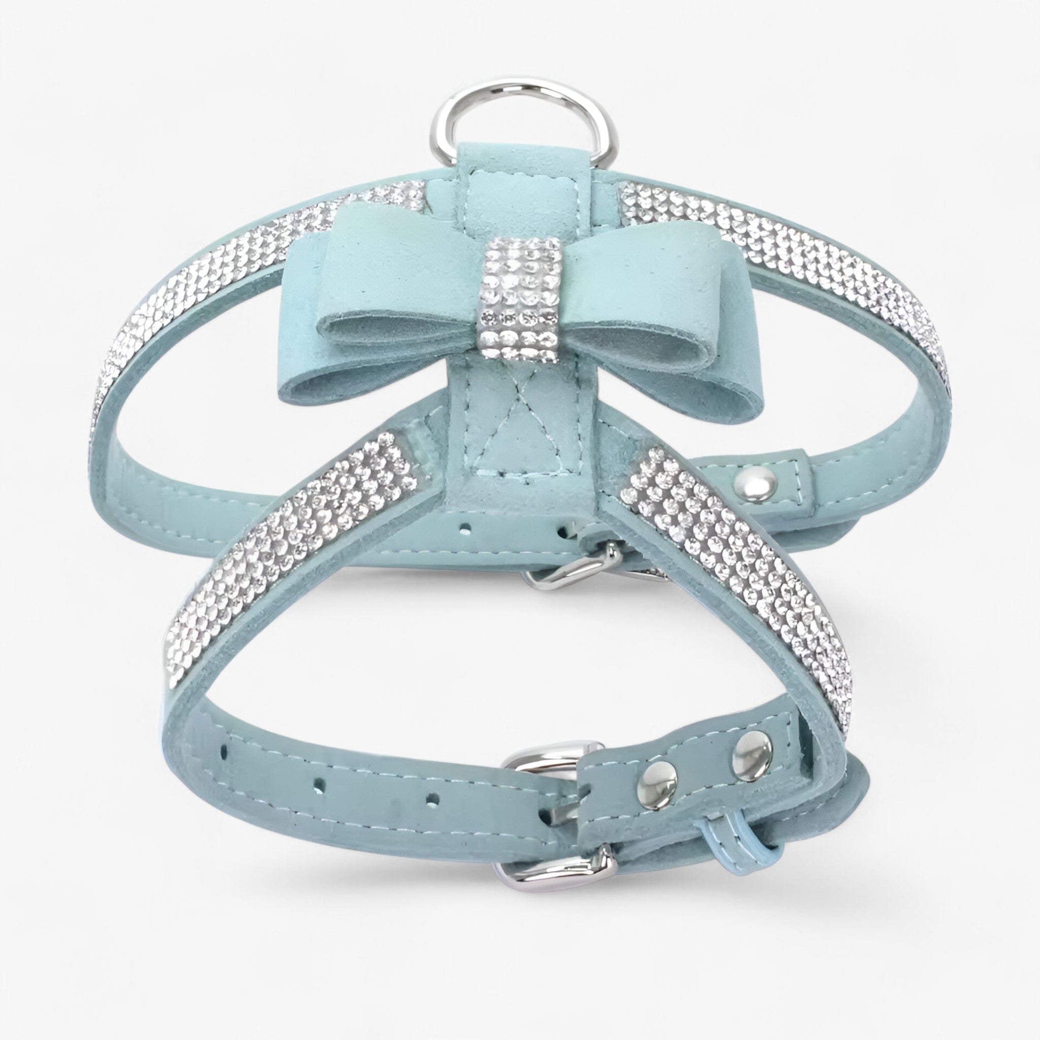 Bella | Fløjlslærredssele med Sløjfe og Strass - Blå - other - {{ product_tags }