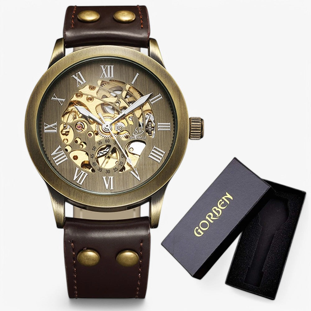 Luc | Luksus Retro Herreur – Tidsløs & Stilet - Brune med kasse - watches - {{ product_tags }