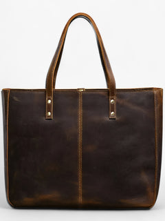 Vintage Læder Tote Taske – Stor Kapacitet