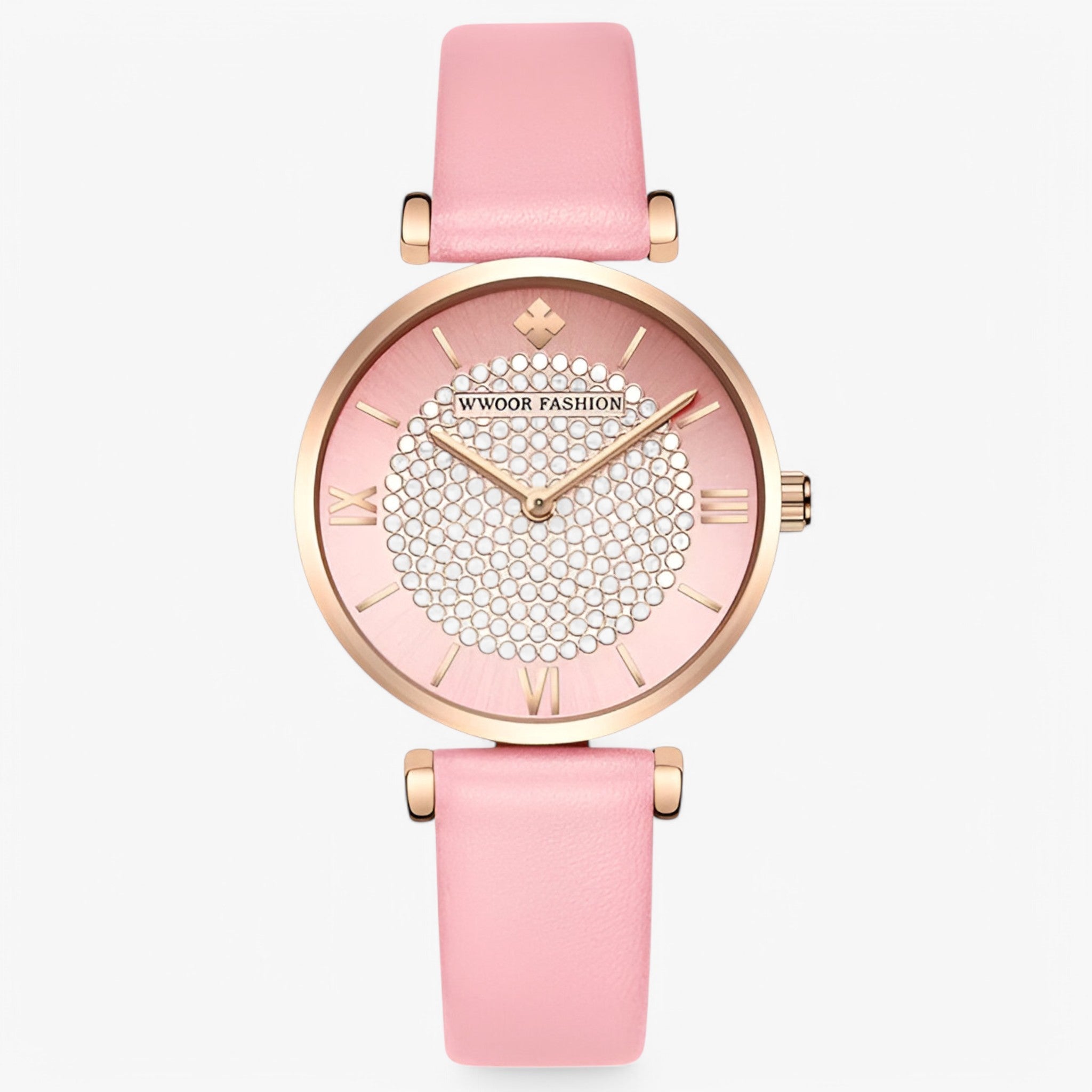 Valeria | Elegant rødt læderur - rose - watches - {{ product_tags }