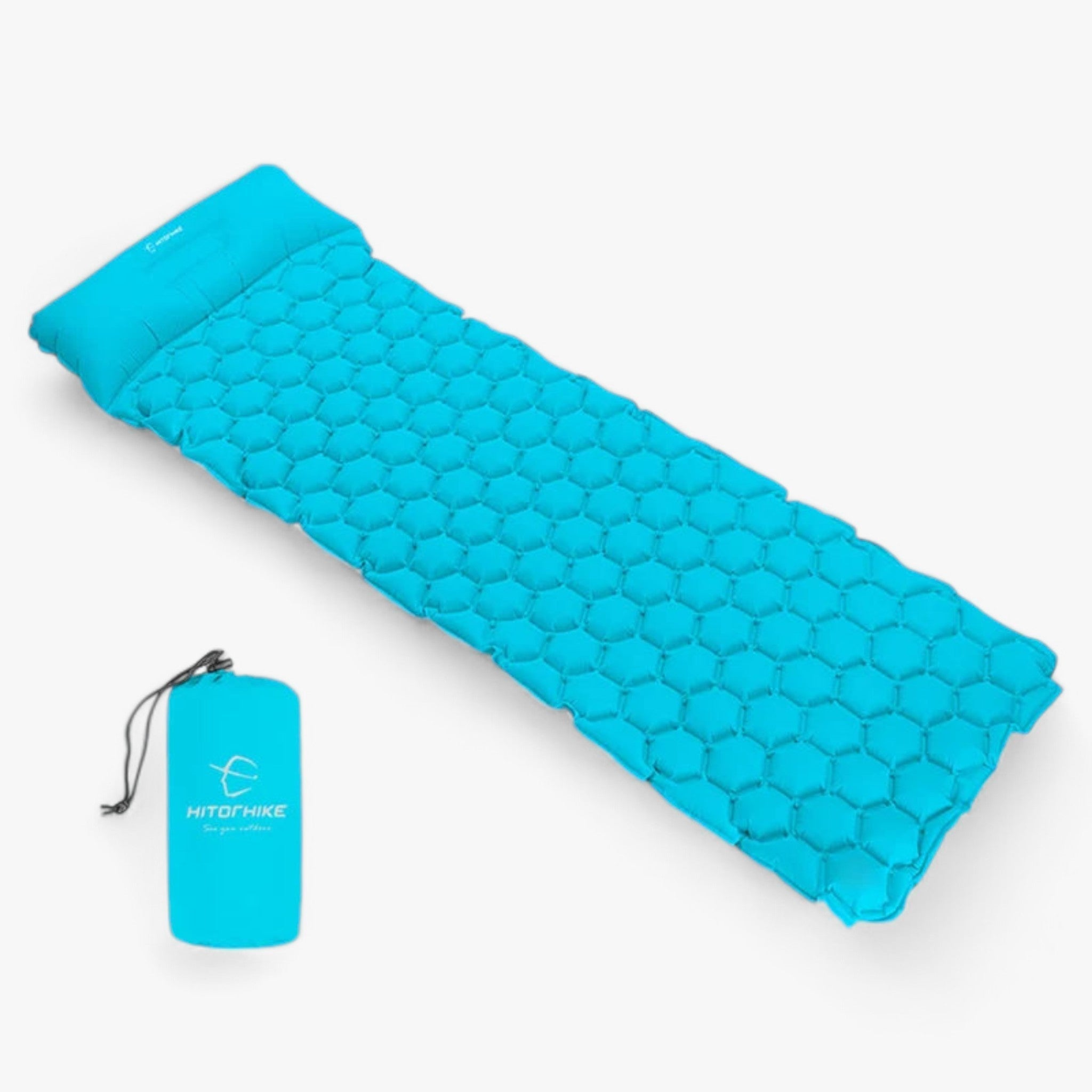 Campingmadras | Oppustelig liggeunderlag - Behagelig til vandring & udendørs brug - Blå - Campingmadras | Oppustelig liggeunderlag - Behagelig til vandring & udendørs brug- $25 - {{ product_tags }