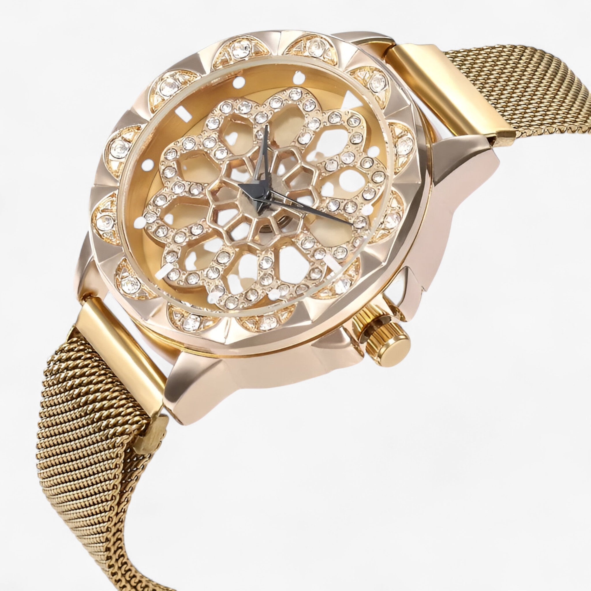 Lilla | Elegant dameur med blomstret magnetlås - - watches - {{ product_tags }