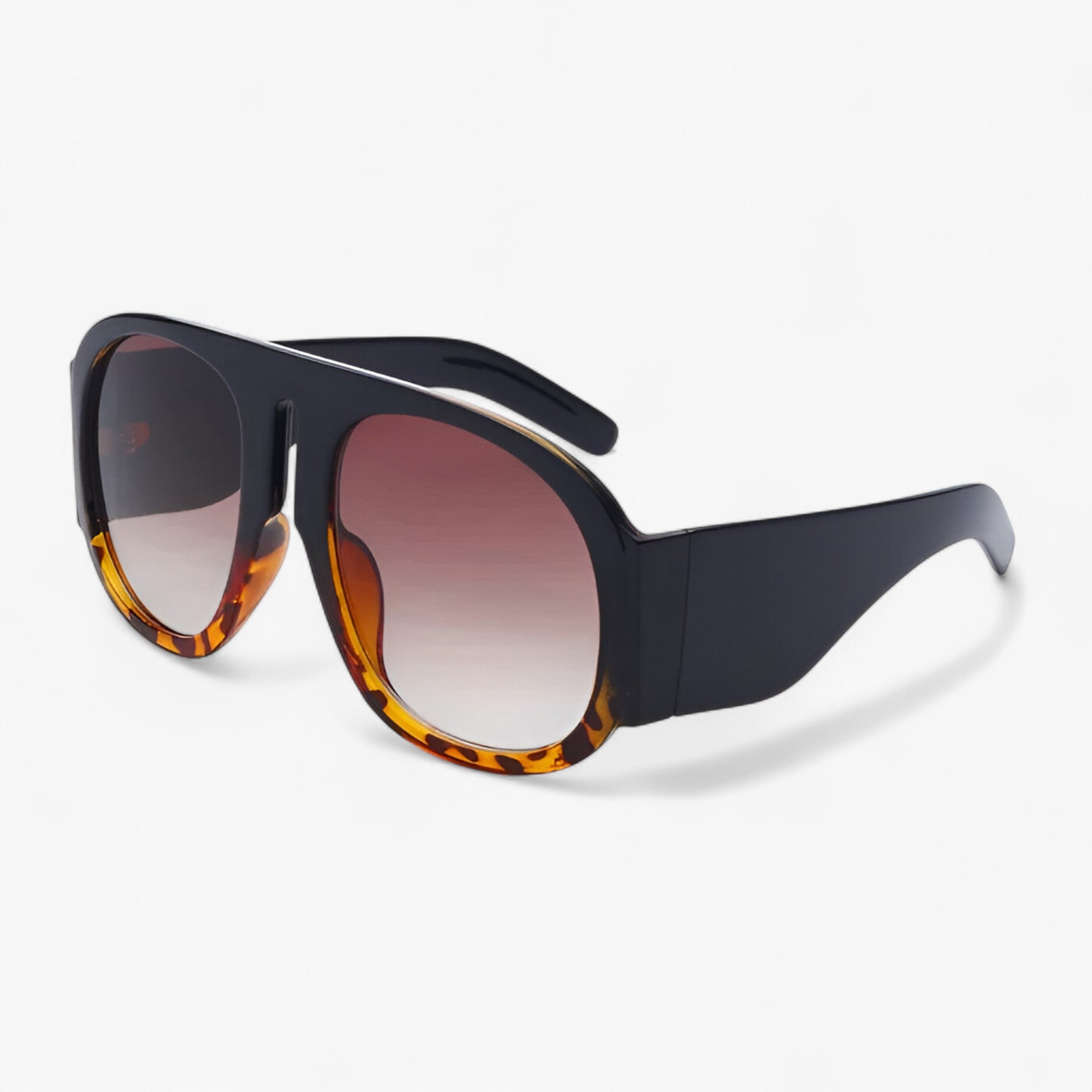 Lorenzo | Retro-stil oversized runde solbriller - Sort Leopardgrå 1stk - men's fashion - {{ product_tags }