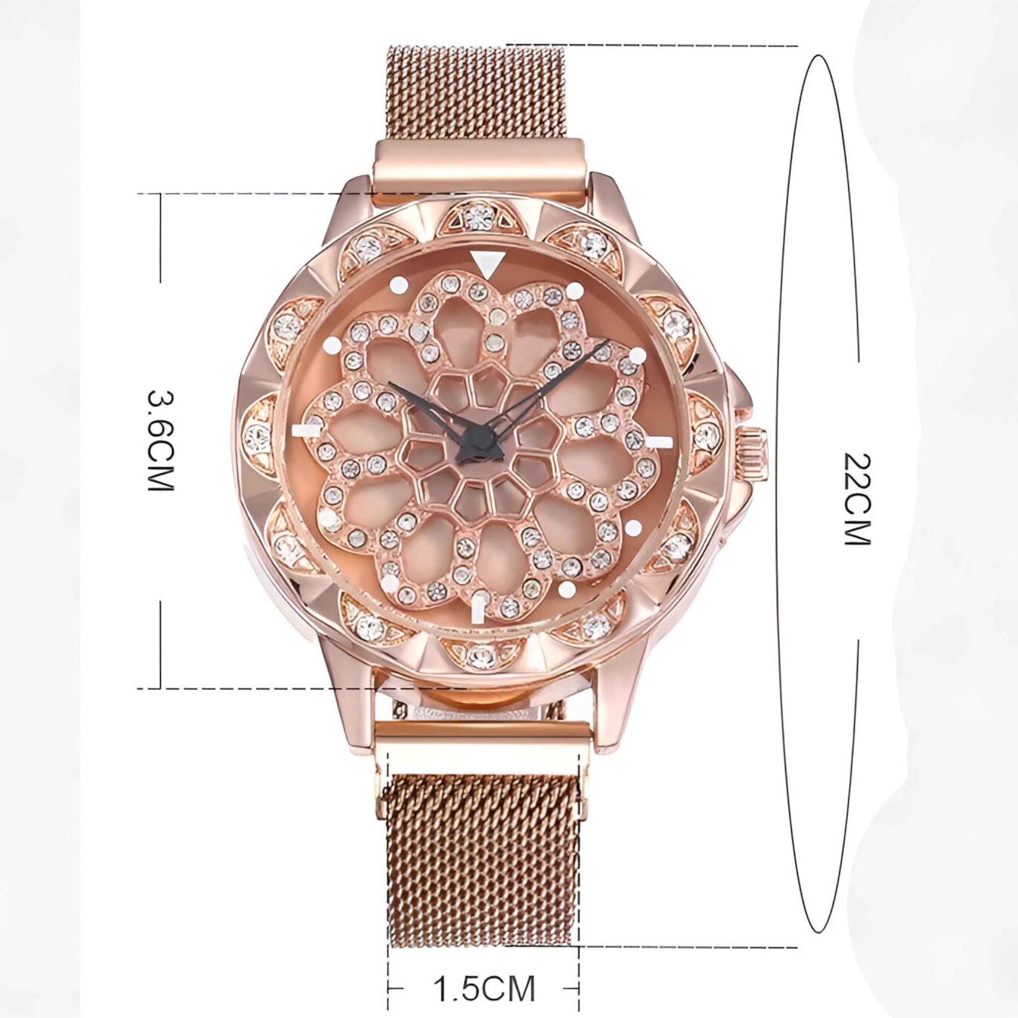 Lilla | Elegant dameur med blomstret magnetlås - - watches - {{ product_tags }