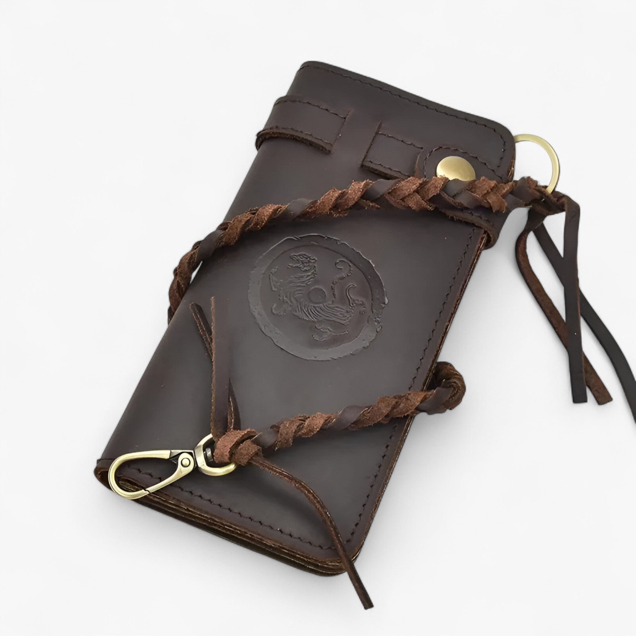 Vintage Læder Herre Wallet - Mørkebrun drage - bags - {{ product_tags }