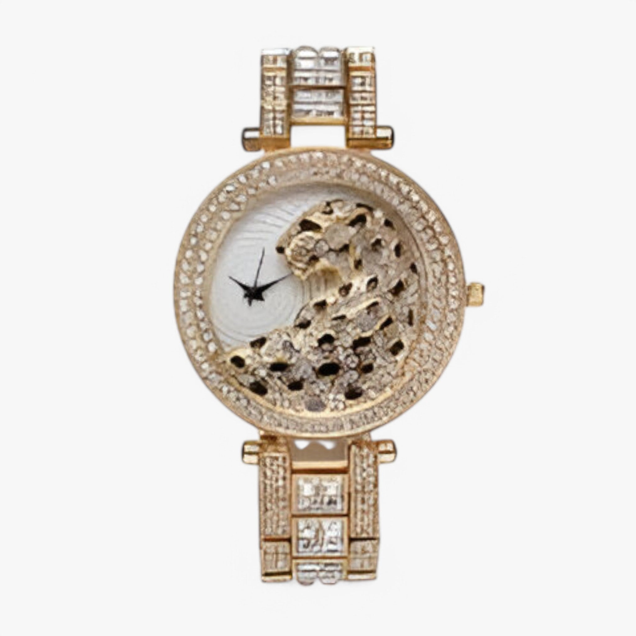 Heidi | Guld quartz ur med glitter og leopard motiv - Guld sølv sort - watches - {{ product_tags }