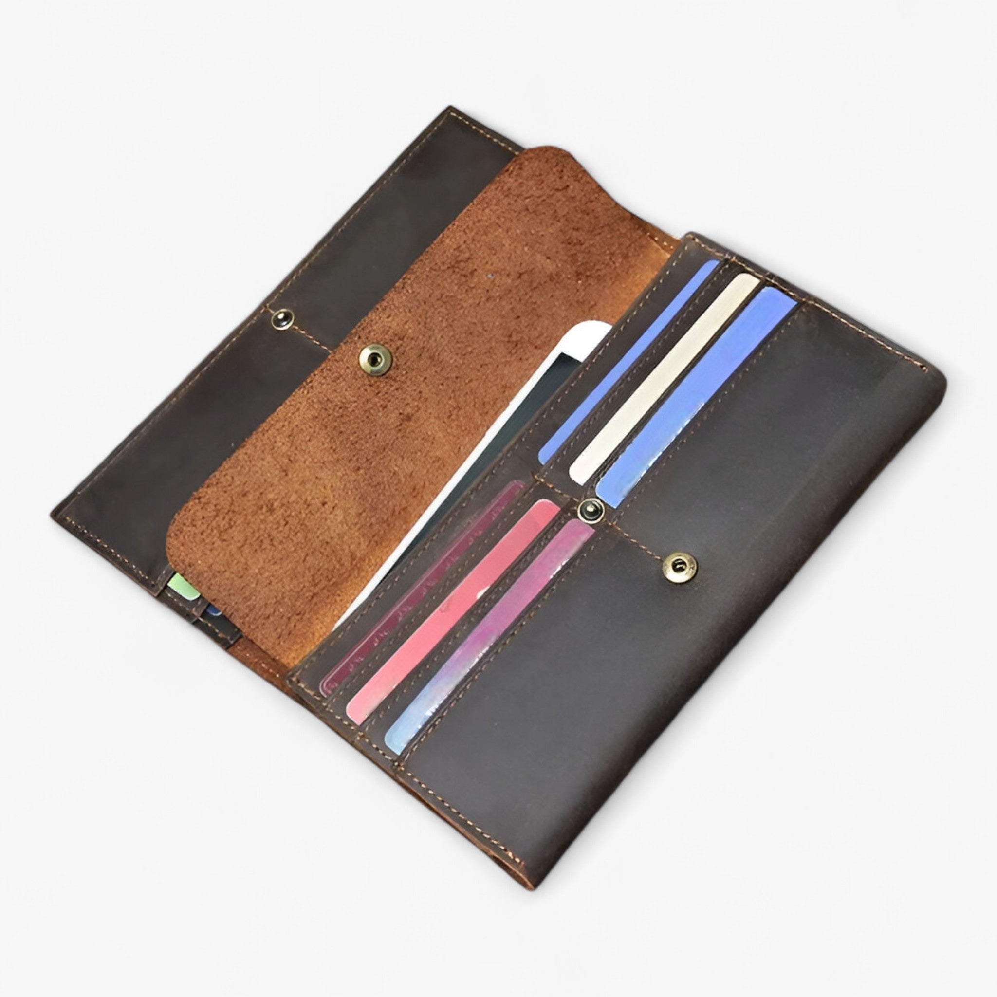 Læder Lang Portemonnee til Mænd med Stort Telefonrum - - men's fashion - {{ product_tags }