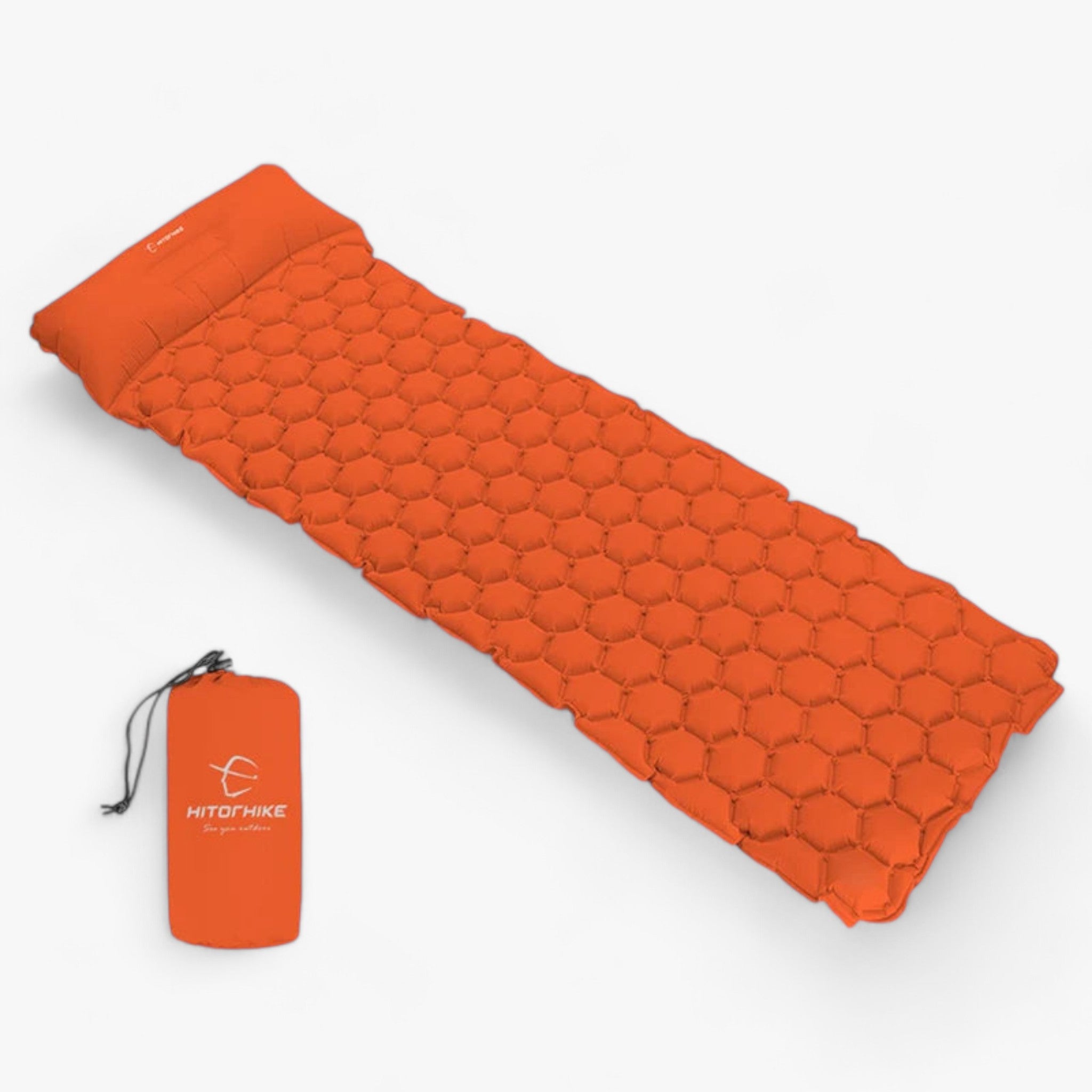 Campingmadras | Oppustelig liggeunderlag - Behagelig til vandring & udendørs brug - Orange - Campingmadras | Oppustelig liggeunderlag - Behagelig til vandring & udendørs brug- $25 - {{ product_tags }