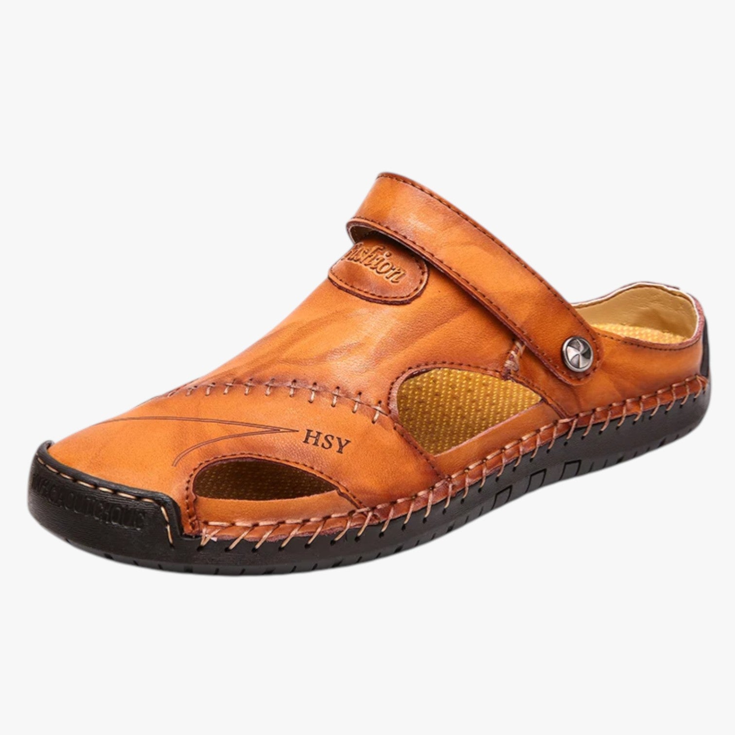 Walter | Herre Sommersandaler i Læder Romersk Stil, Komfortable og Vandtætte - Gulbrun - Walter | Herre Sommersandaler i Læder Romersk Stil, Komfortable og Vandtætte - €25 - {{ product_tags }