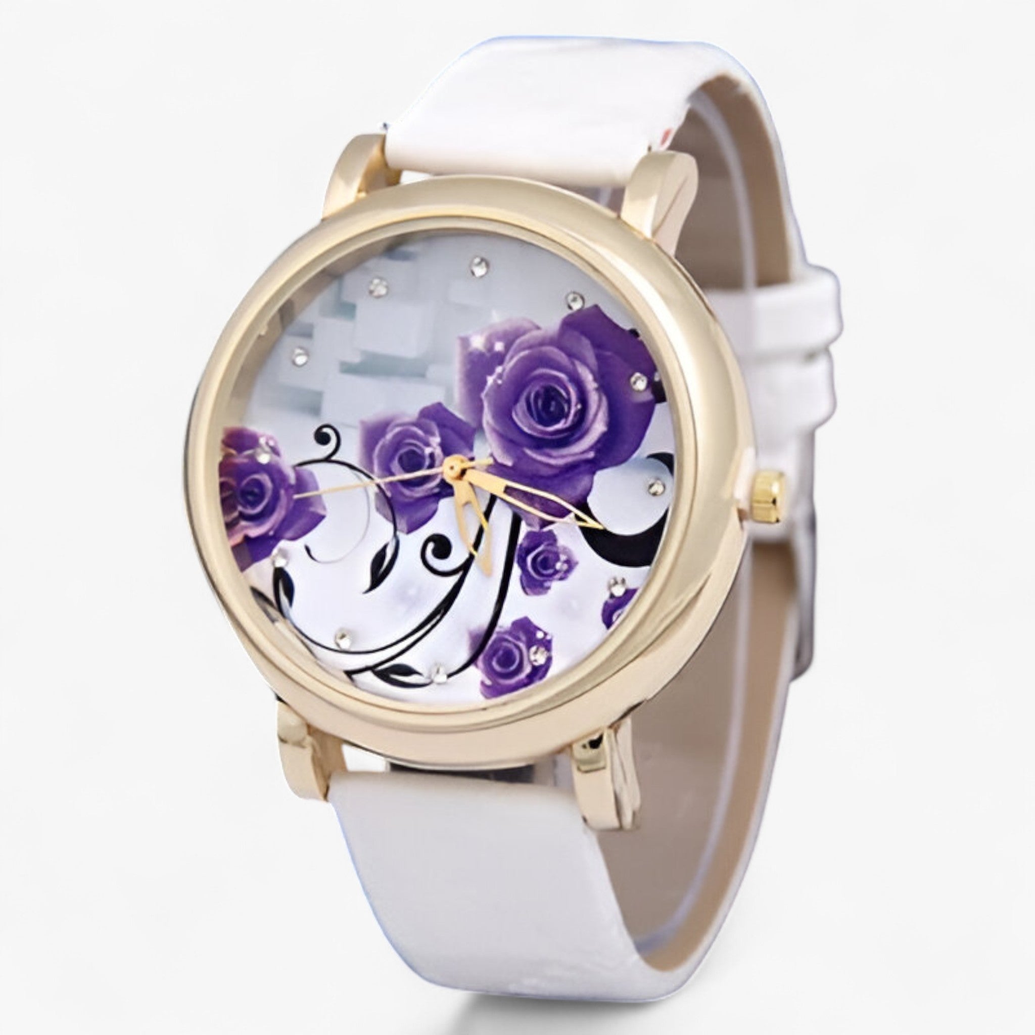 Zelda | Elegant quartz ur med blomstret læderrem - WIT - watches - {{ product_tags }