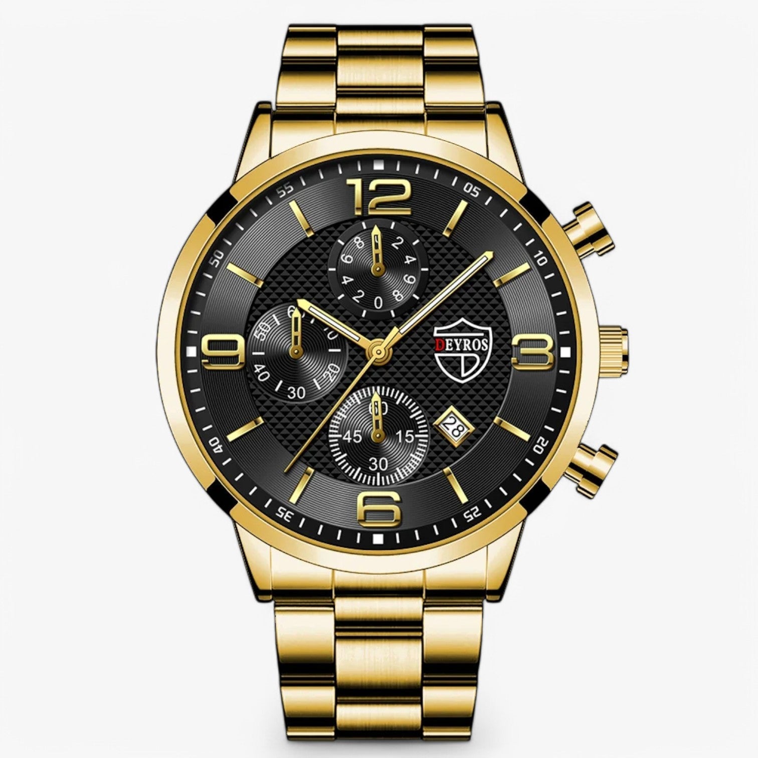 Emilio | Luksus & Præcision – Stål Herreur med Luminøse Funktioner - Sort Guld - watches - {{ product_tags }