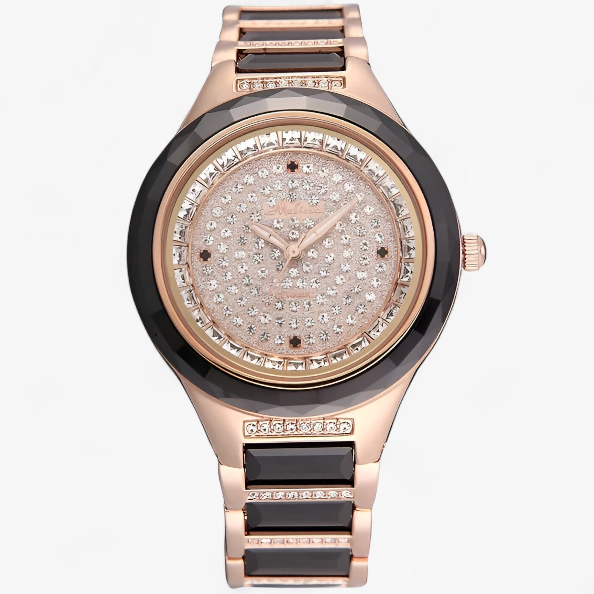 Katarina | Keramisk ur med østrigsk krystal - Lyserød sort - watches - {{ product_tags }