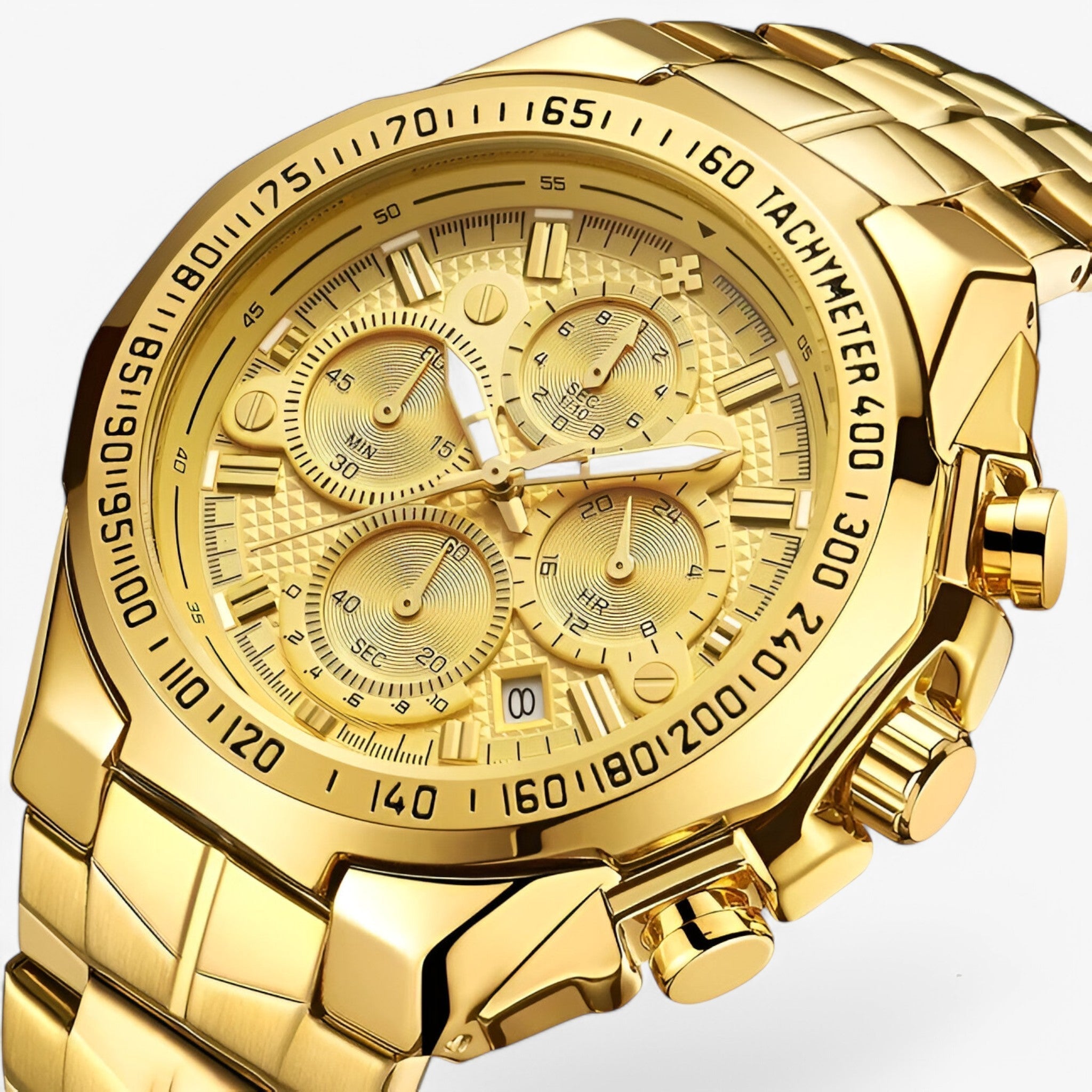 Adrian | Luksus sort stål sportsur - helt guld - watches - {{ product_tags }