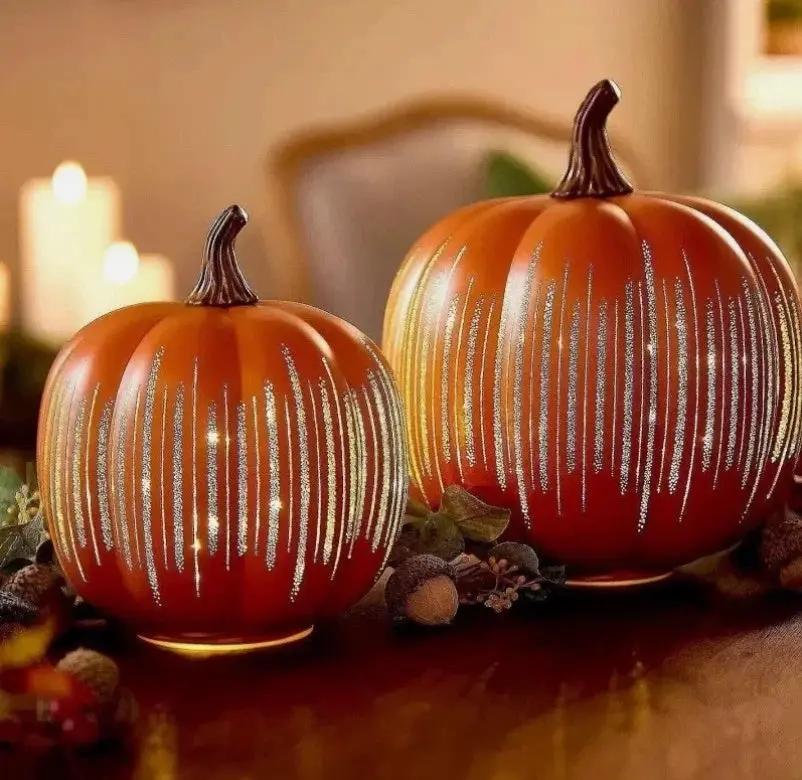 Blinkende LED Græskarlampe med Timer - Halloween Dekoration