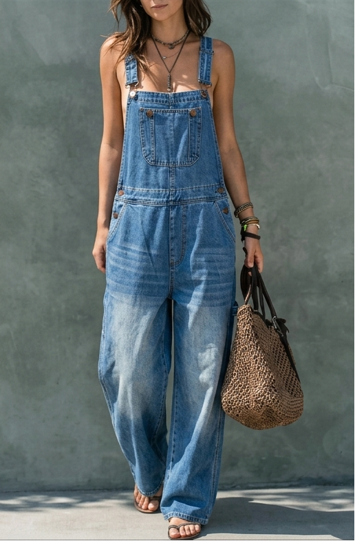 Harper | Denim jumpsuit med elastisk talje