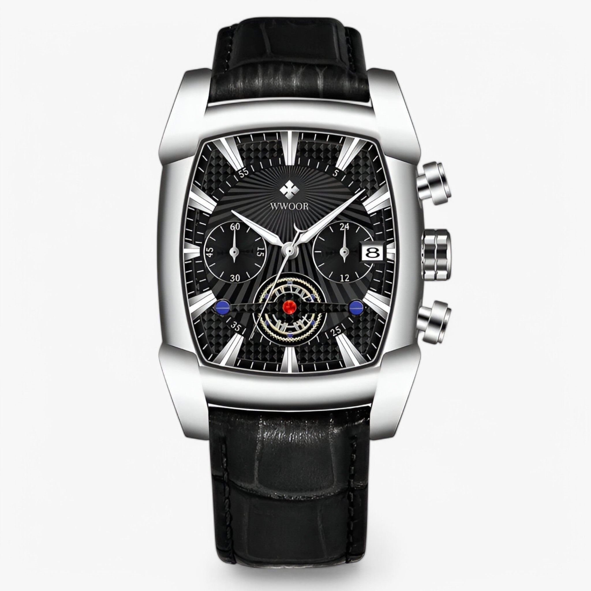 Dante | Luksus sportsur i læder - Sort sølv - watches - {{ product_tags }