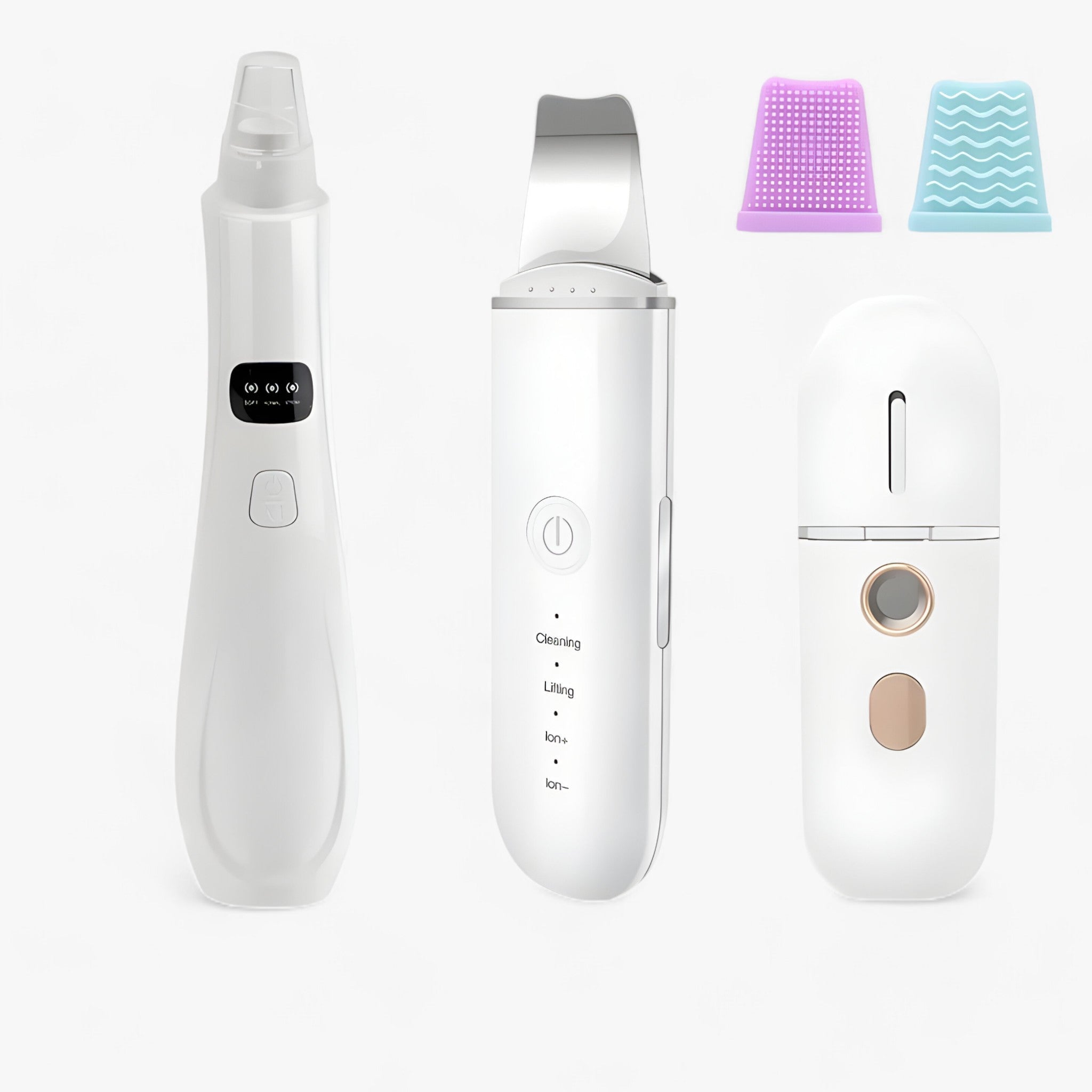SkinScrub Pro | Ultralydsansigtsspatel - værktøj til opstramning af ansigtet og fjernelse af hudorme - Hvidt sæt 3 - other - {{ product_tags }