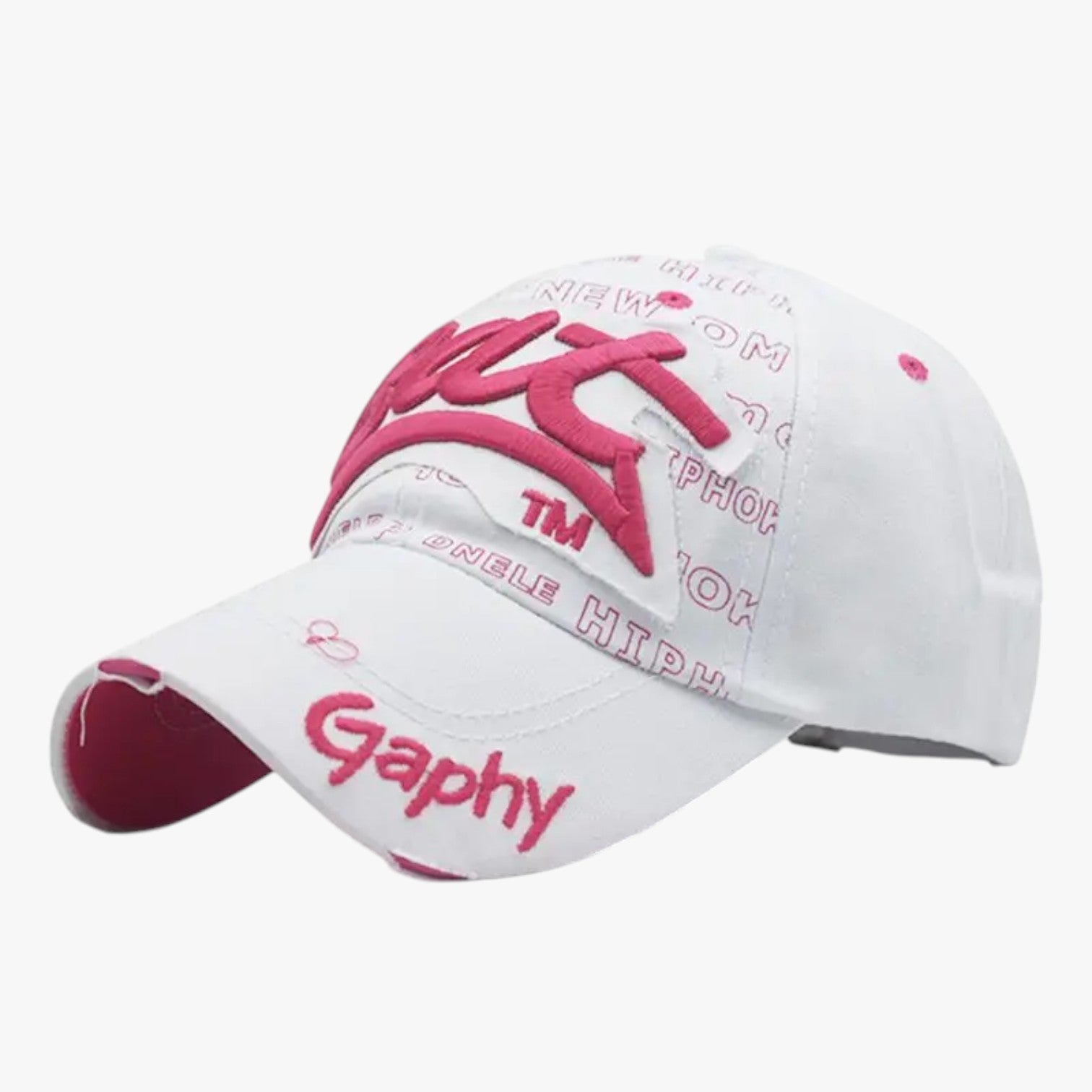 Harlan | Herre bomulds snapback - Cool stil med haj broderi - Hvid Pink XXL >8Å - men's fashion - {{ product_tags }