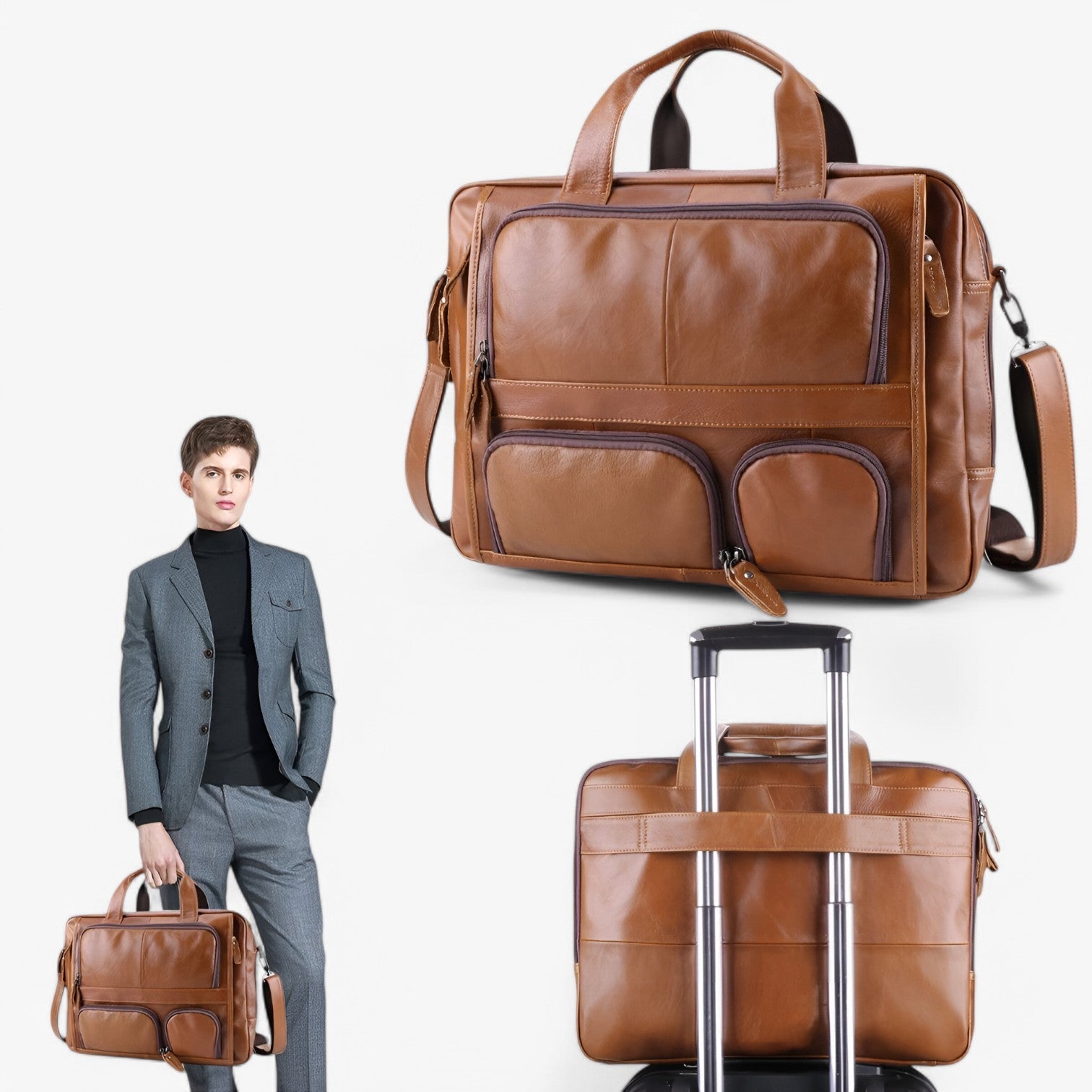 Murphy | Luksus og rummelig - læderlaptoptas til arbejde og rejse - - bags - {{ product_tags }